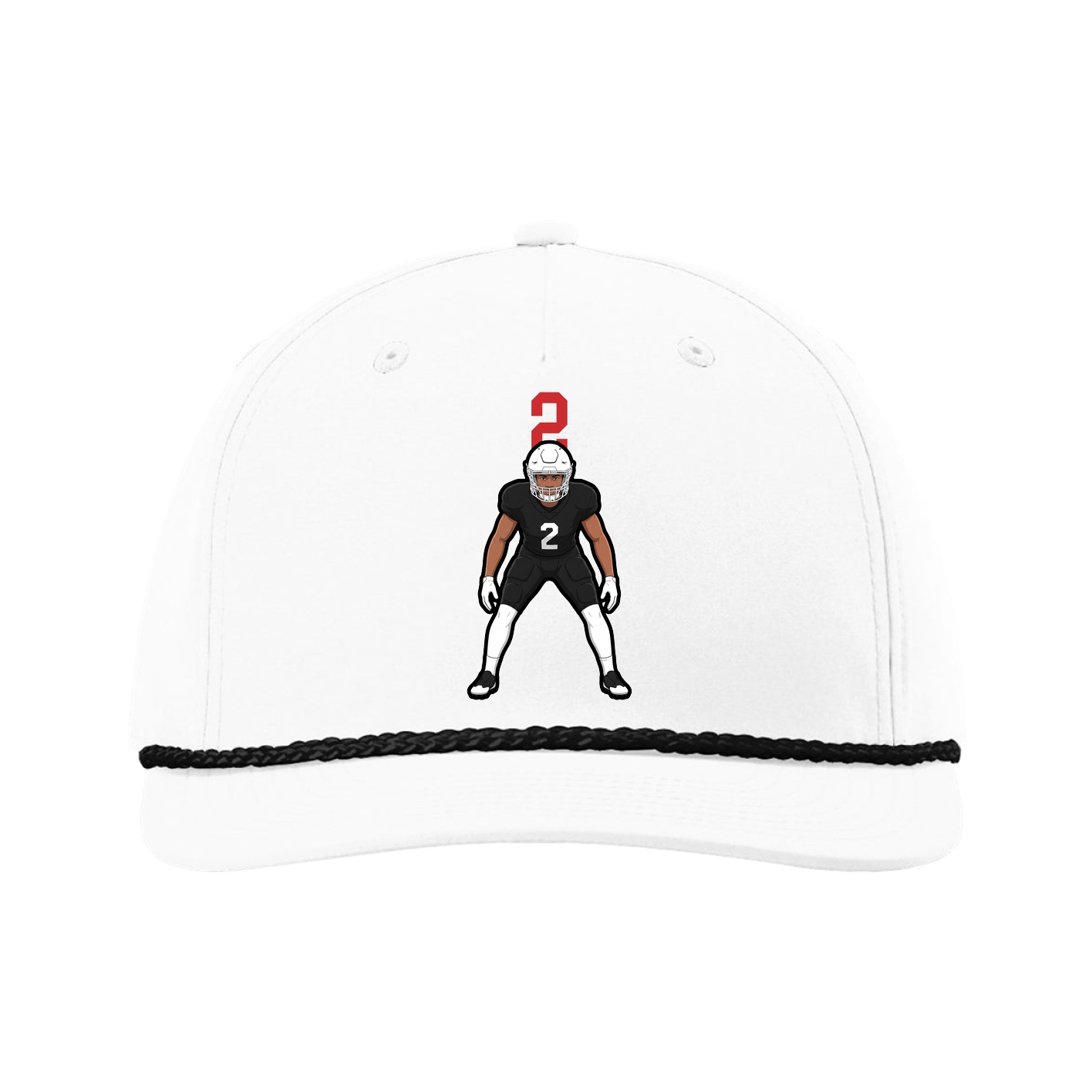 Five-Panel Classic Rope Cap — Number Top in White