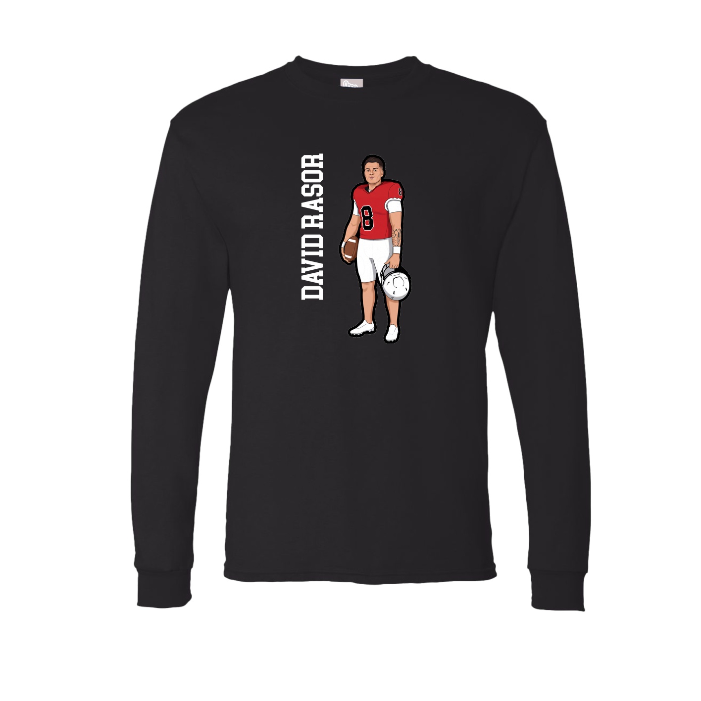 Long Sleeve Tee — Name Vertical in Black
