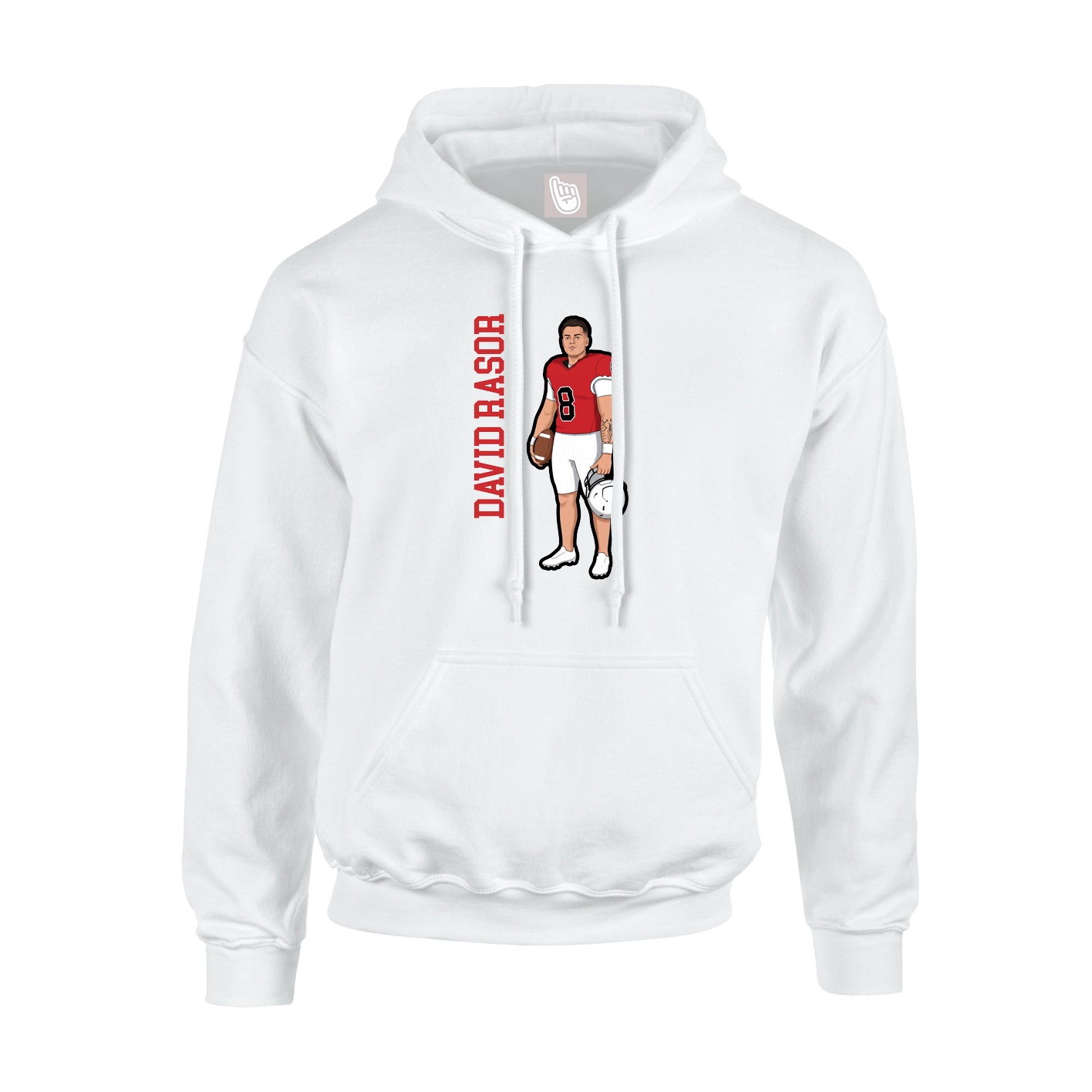 Youth Hoodie — Name Vertical in White