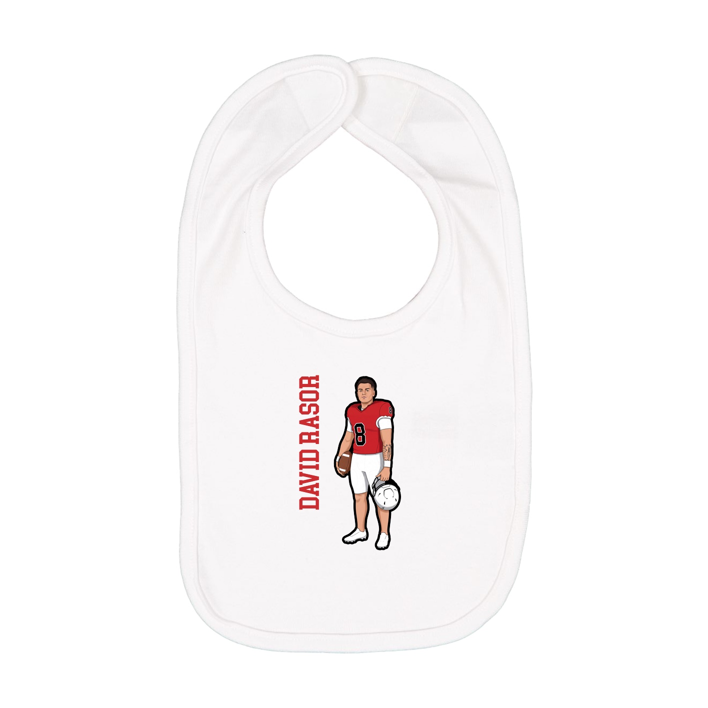 Infant Bib — Name Vertical in White