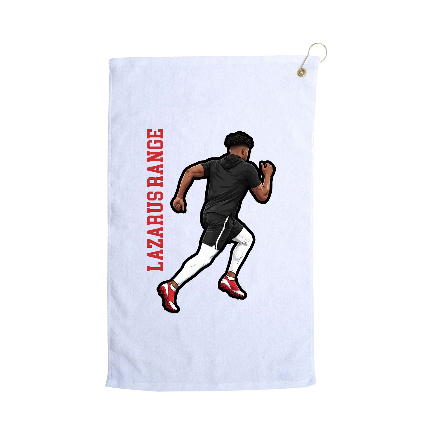 Golf Towel — Name Vertical in White