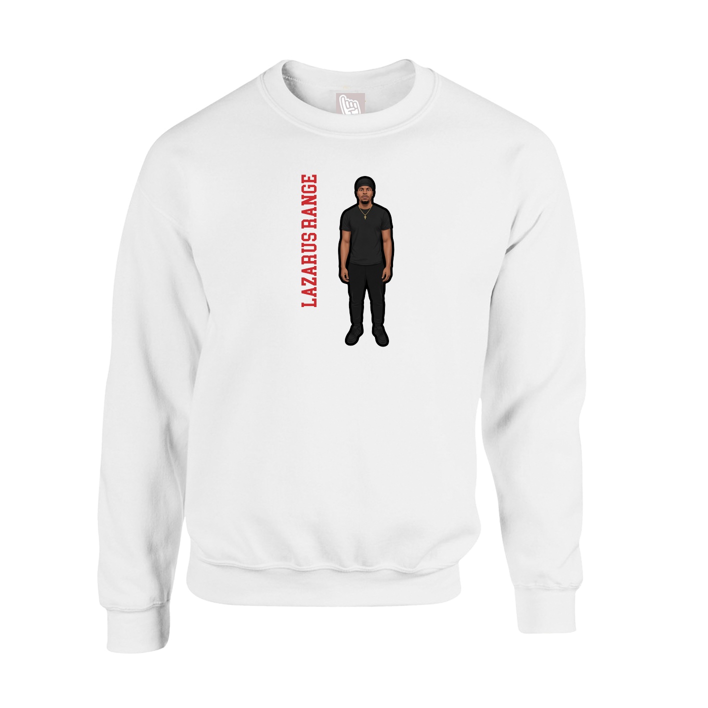 Fleece Crew — Name Vertical in White