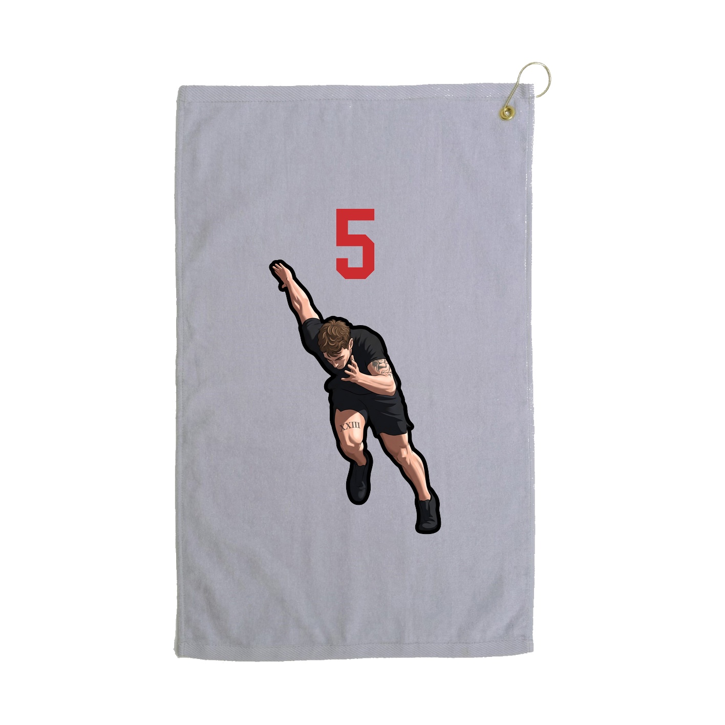 Golf Towel — Number Top in Grey