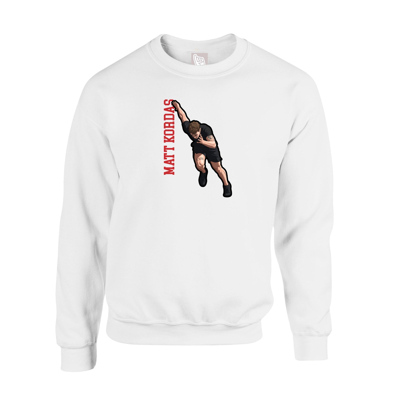 Fleece Crew — Name Vertical in White