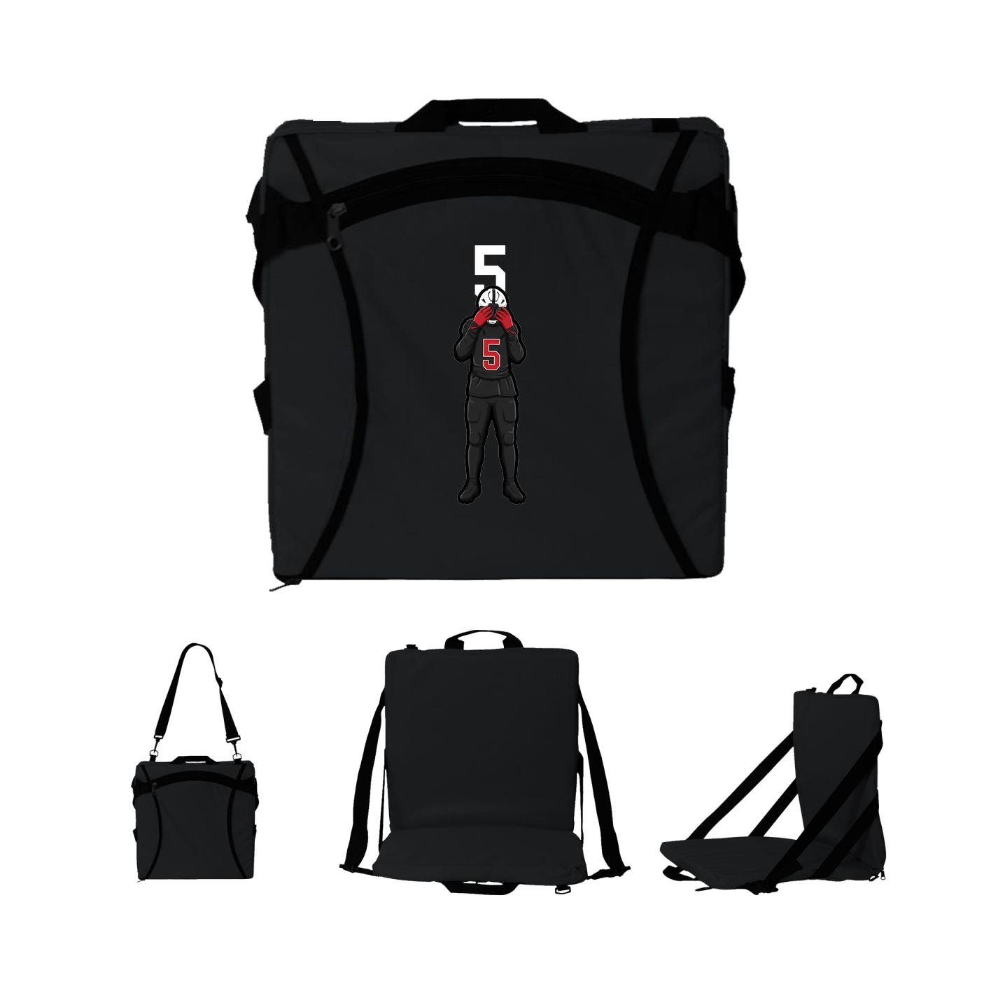 Folding Stadium Seat — Number Top in Black