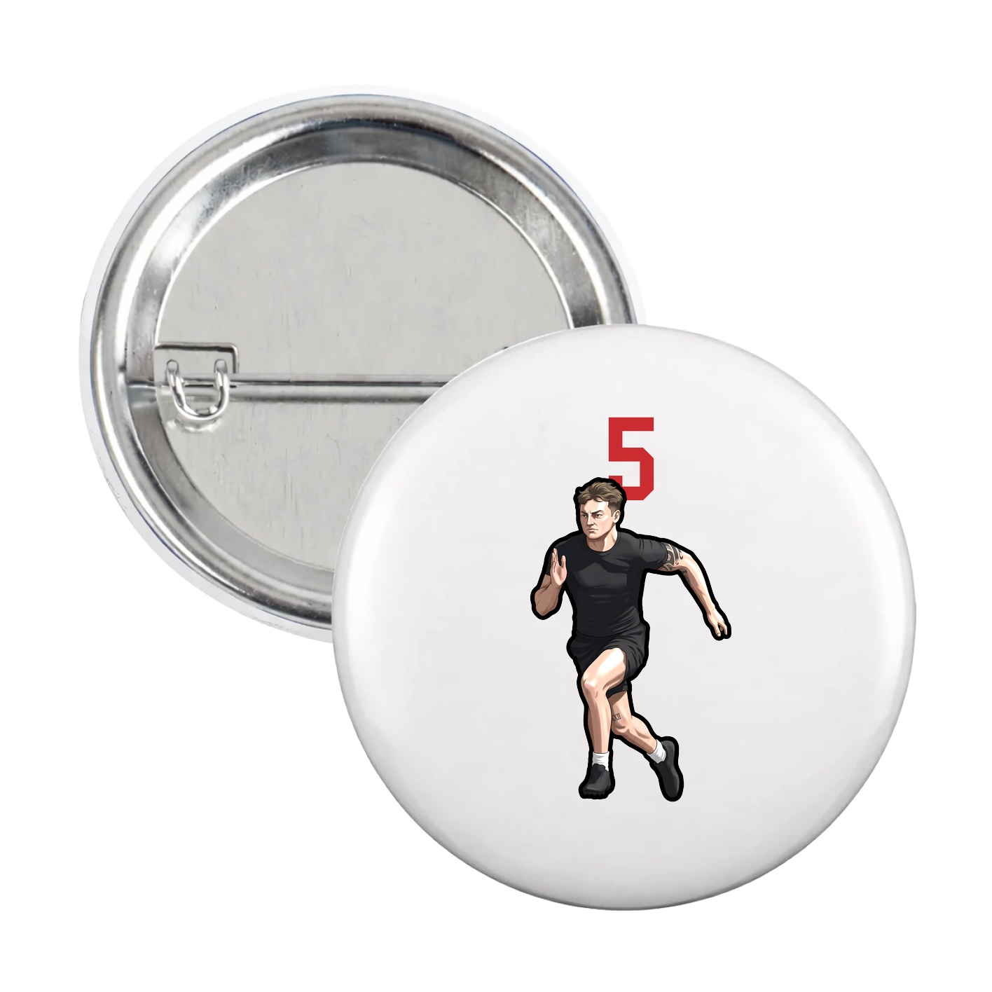 Game Day Button — Number Top in White