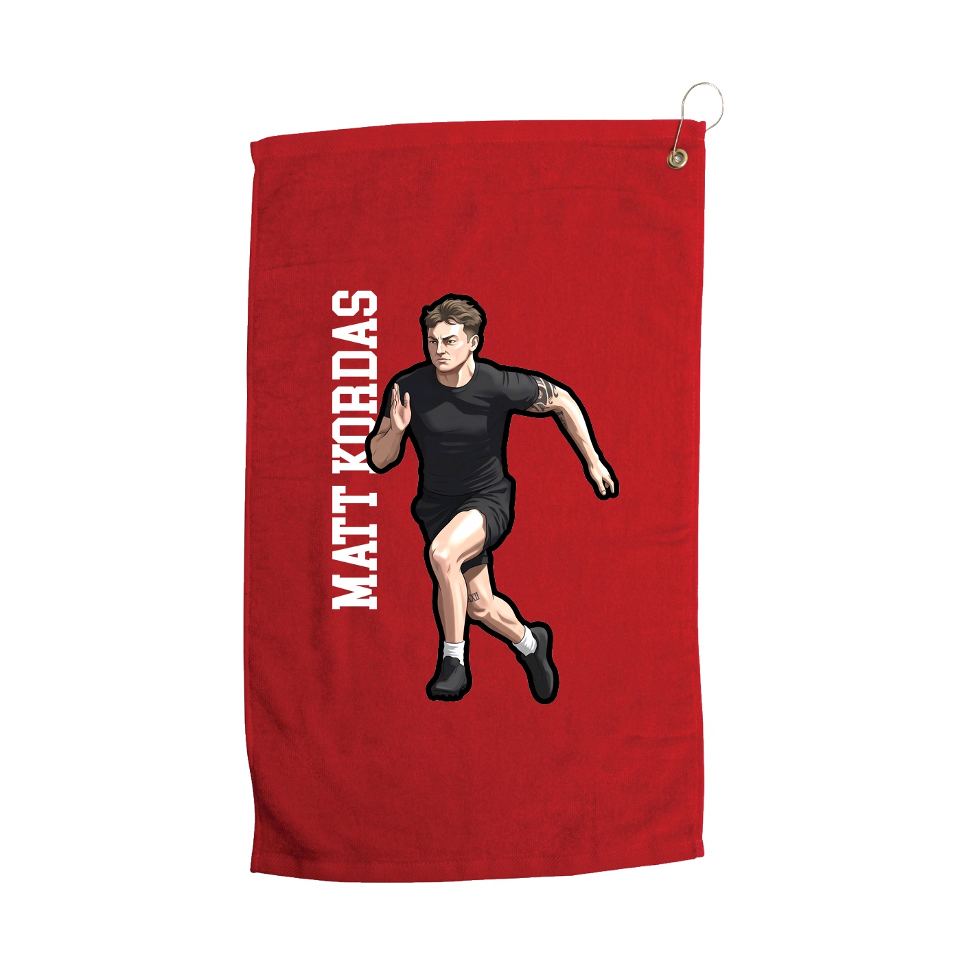 Golf Towel — Name Vertical in Red