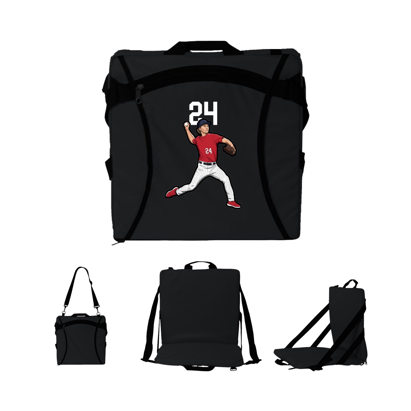 Folding Stadium Seat — Number Top in Black