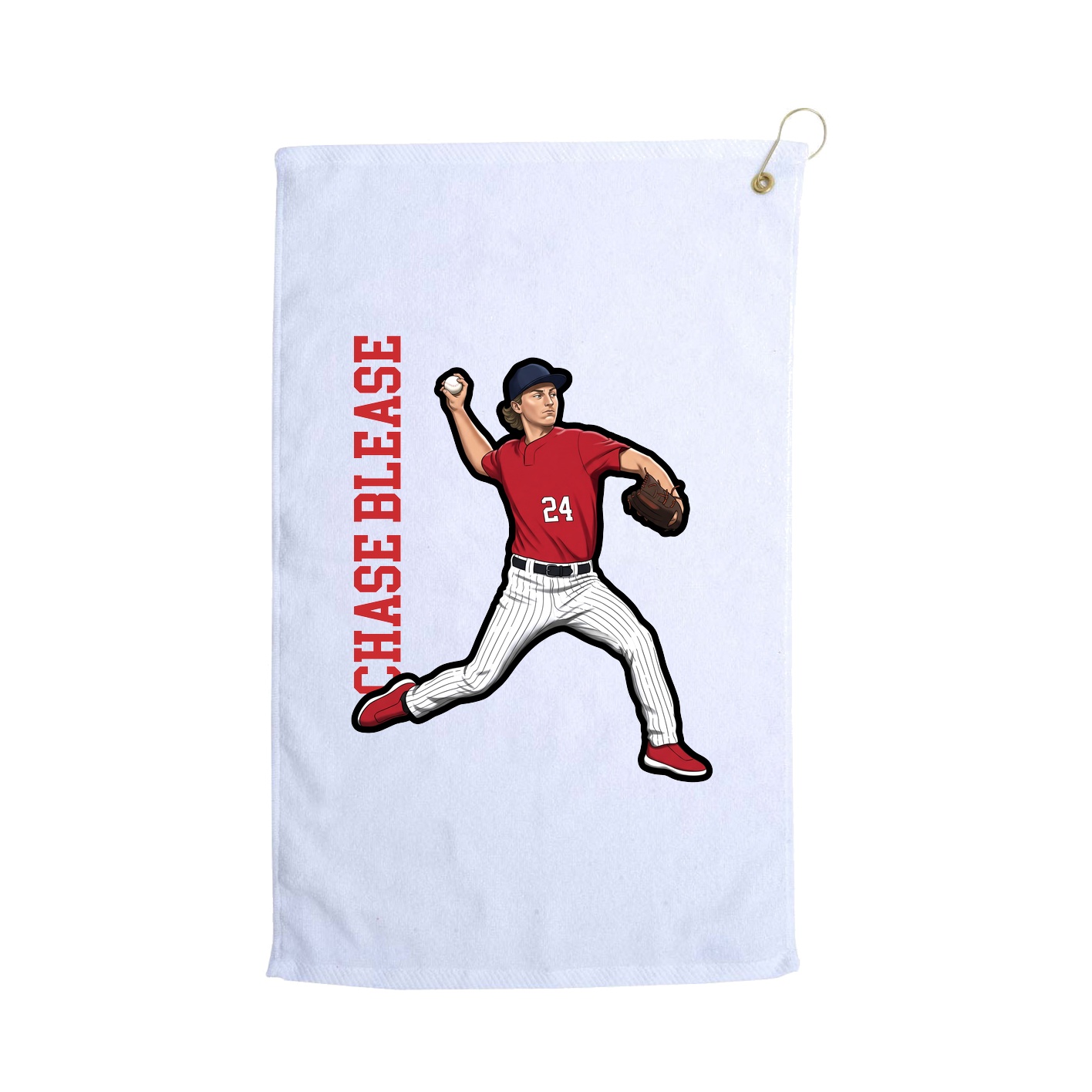 Golf Towel — Name Vertical in White