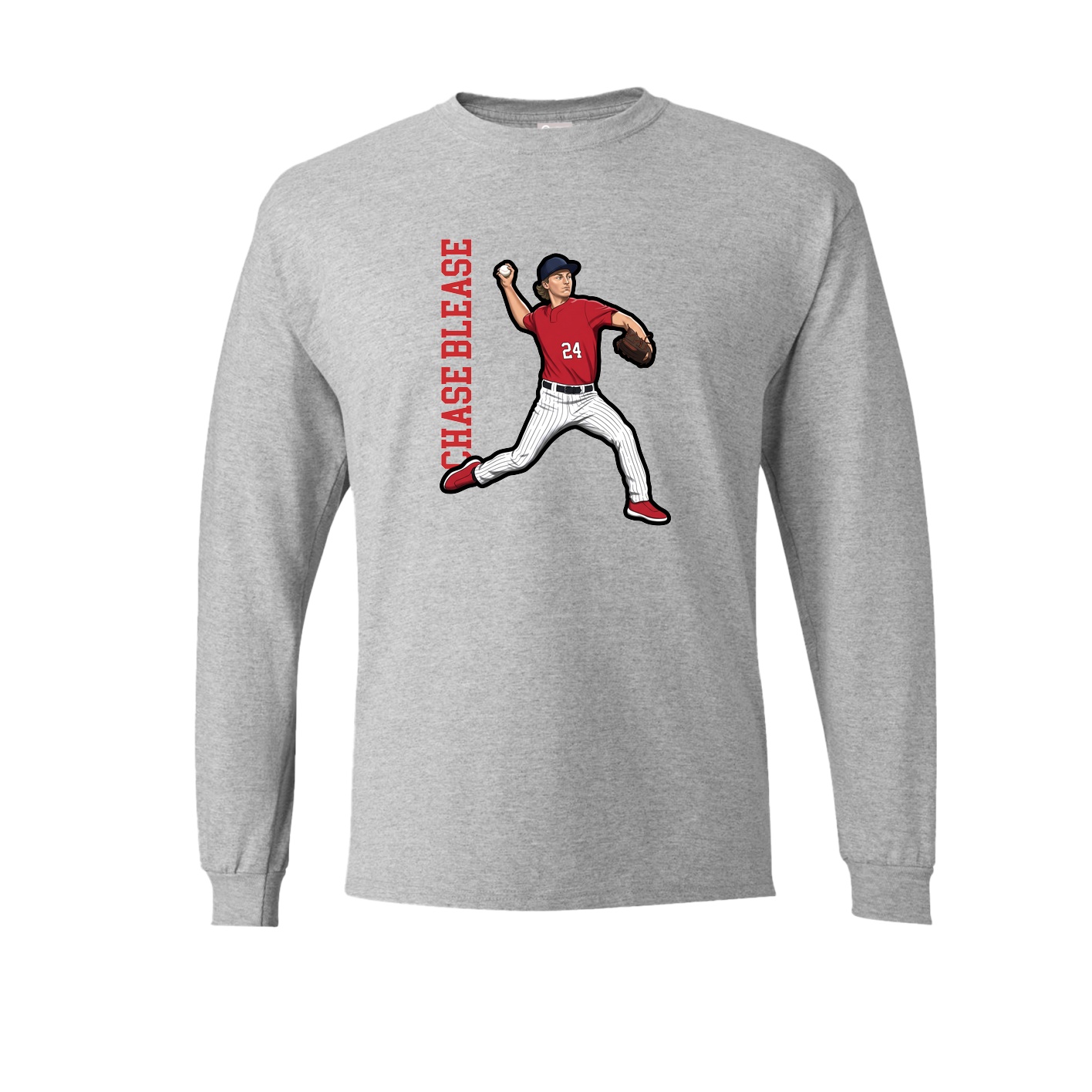 Long Sleeve Tee — Name Vertical in Grey