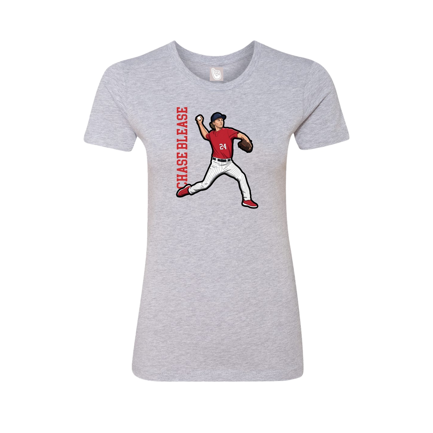 Fitted Women's Tee — Name Vertical in Grey