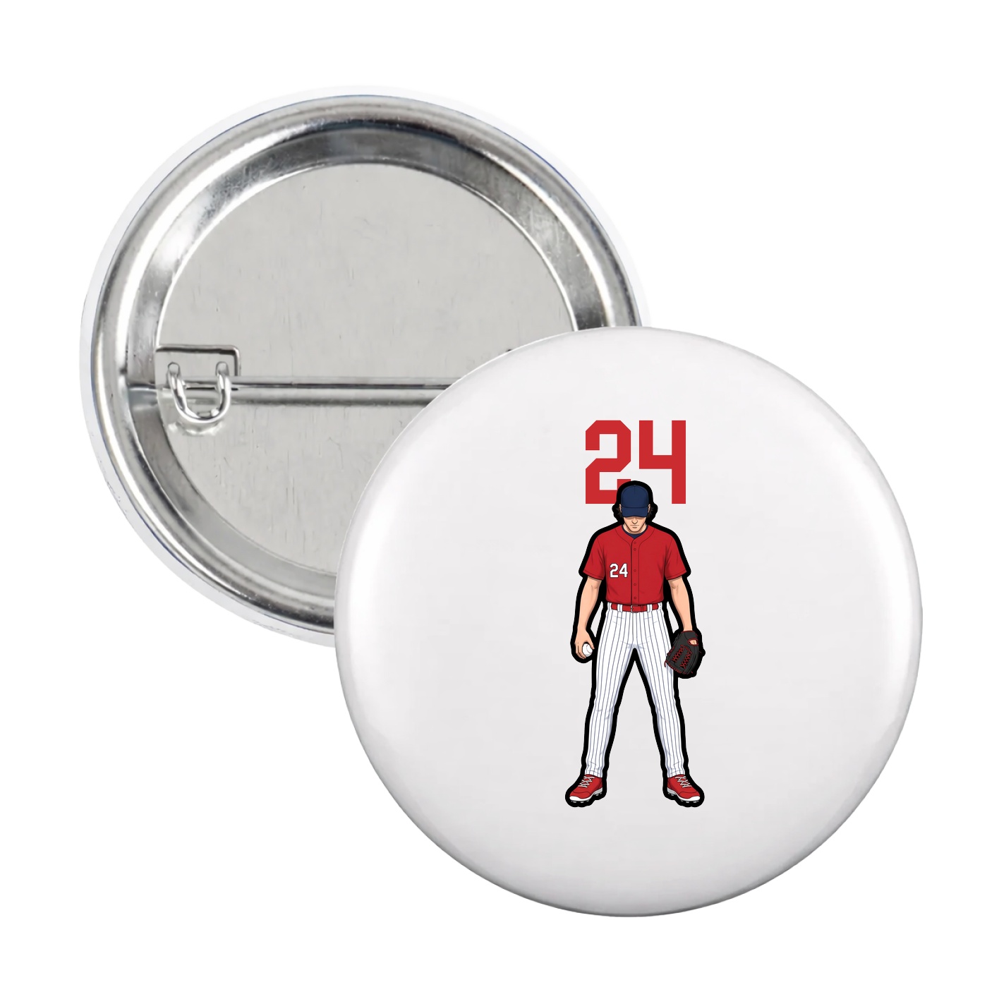 Game Day Button — Number Top in White