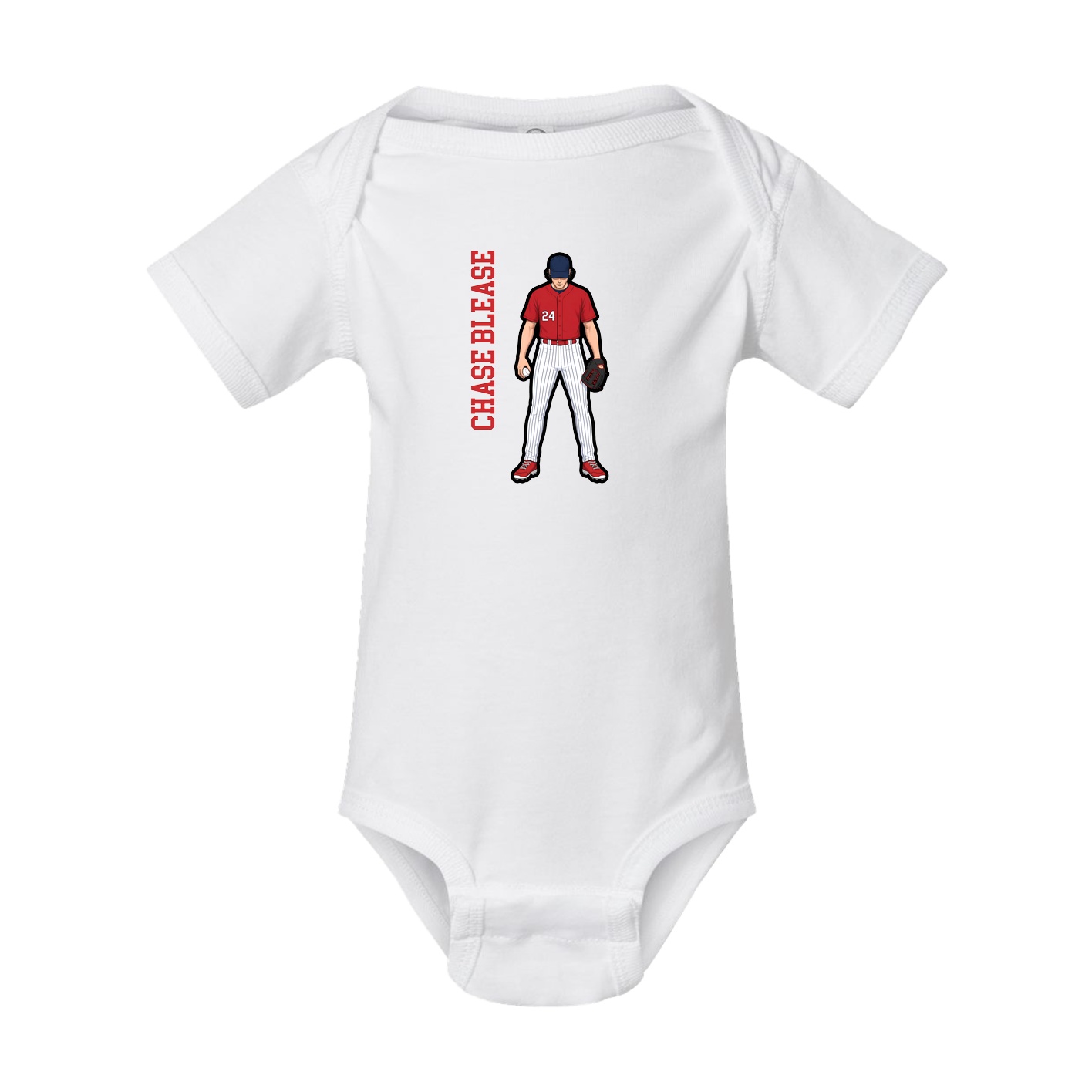 Baby Onesie — Name Vertical in White