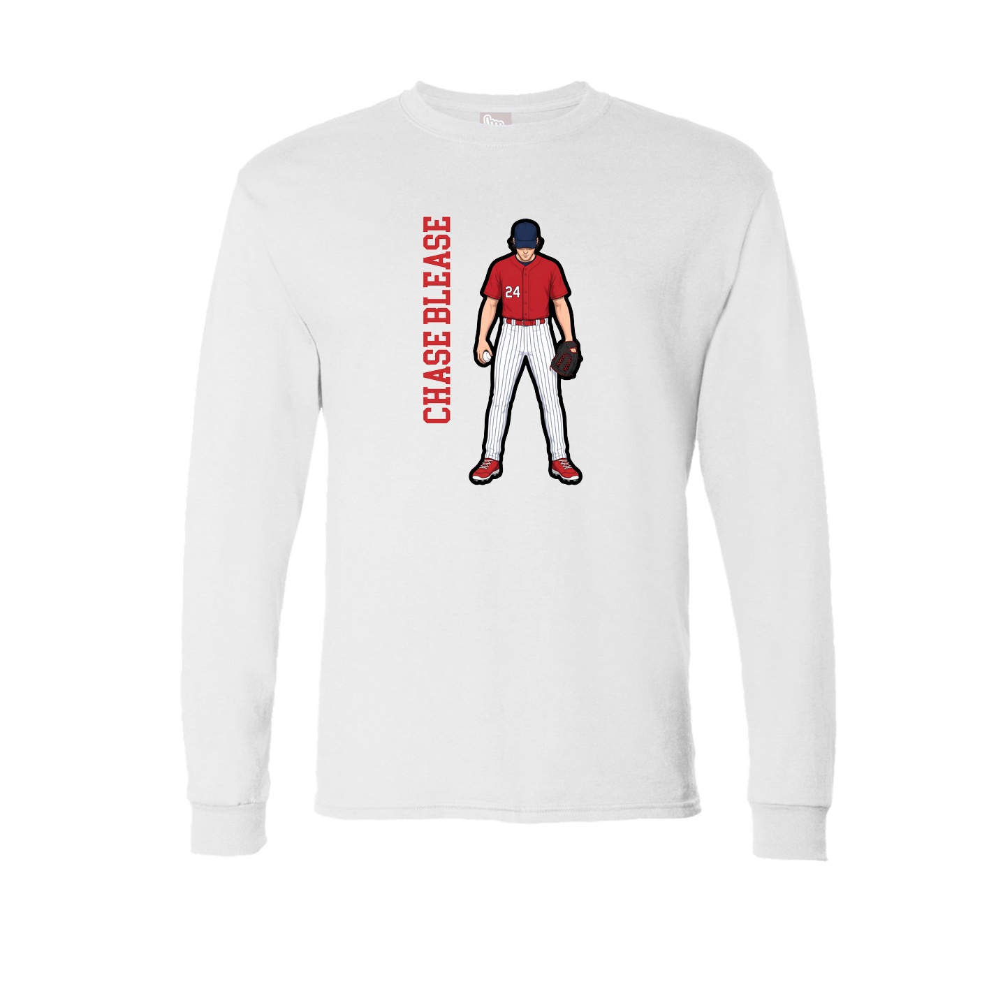 Long Sleeve Tee — Name Vertical in White
