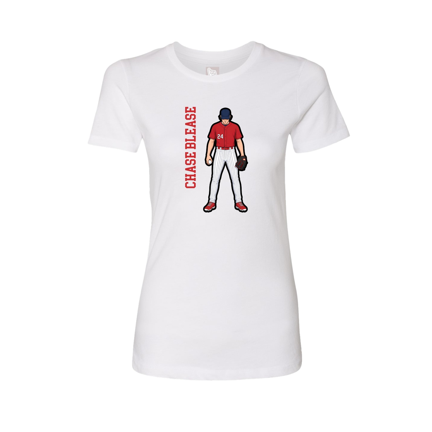 Womens Tee — Name Vertical in White