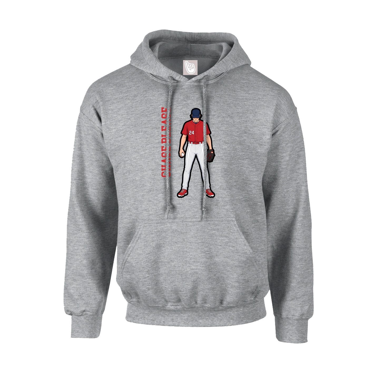 Hoodie — Name Vertical in Grey