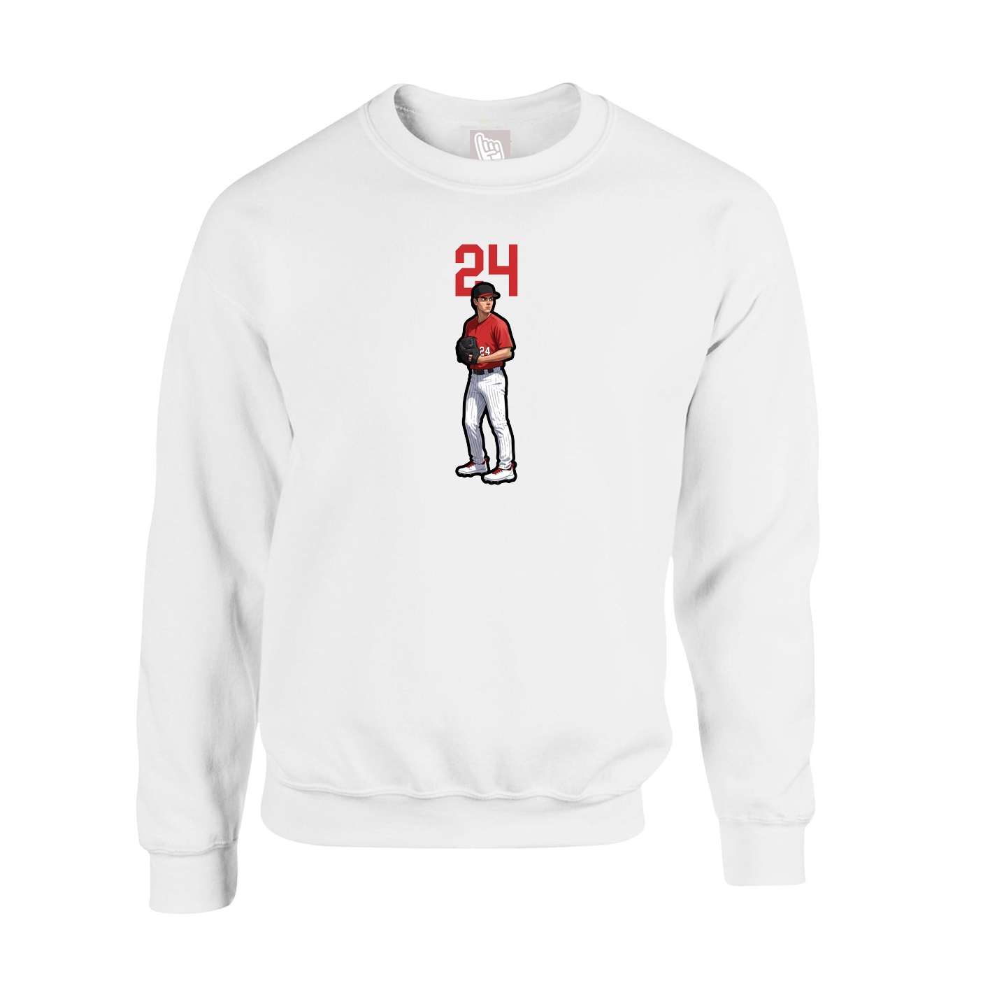 Fleece Crew — Number Top in White