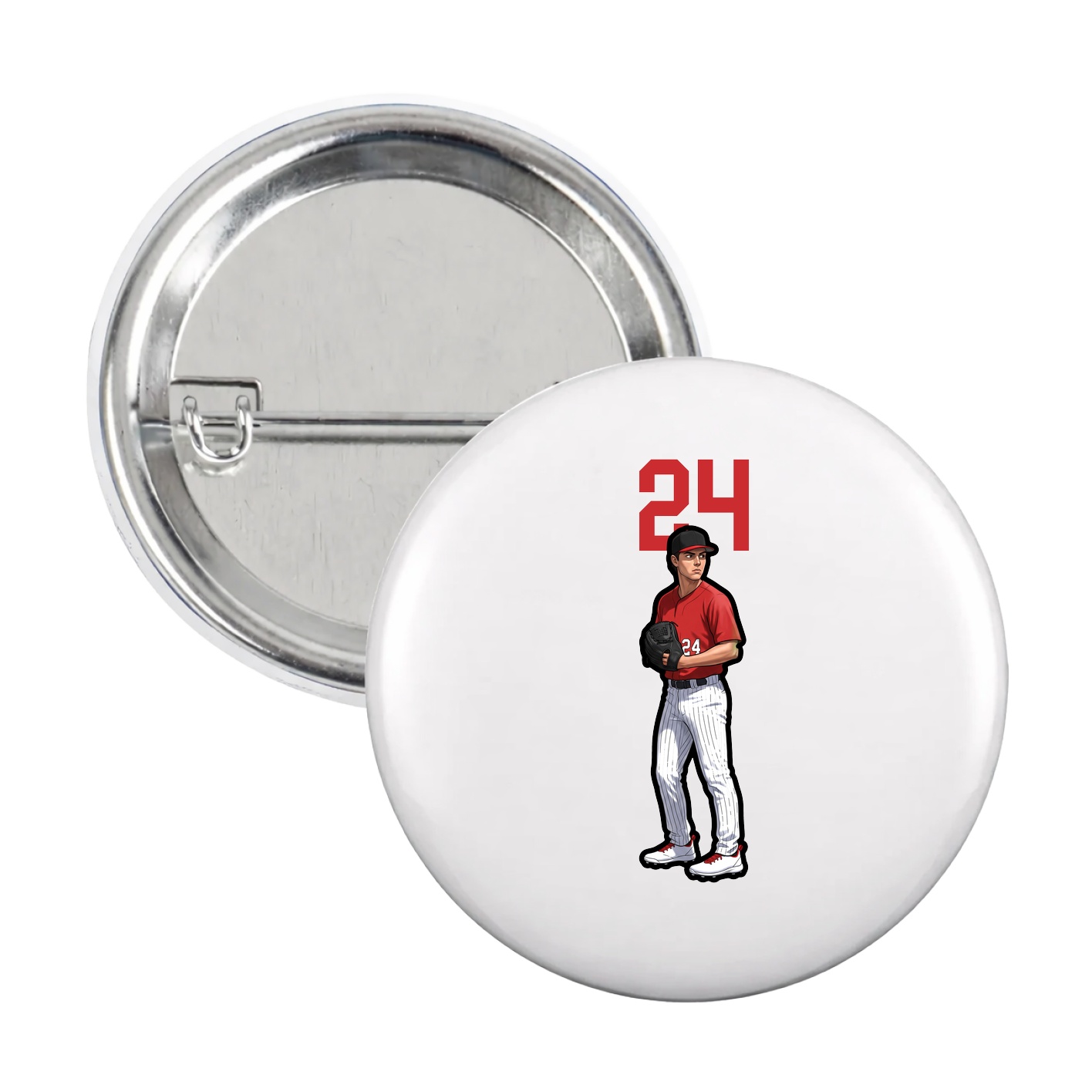 Game Day Button — Number Top in White