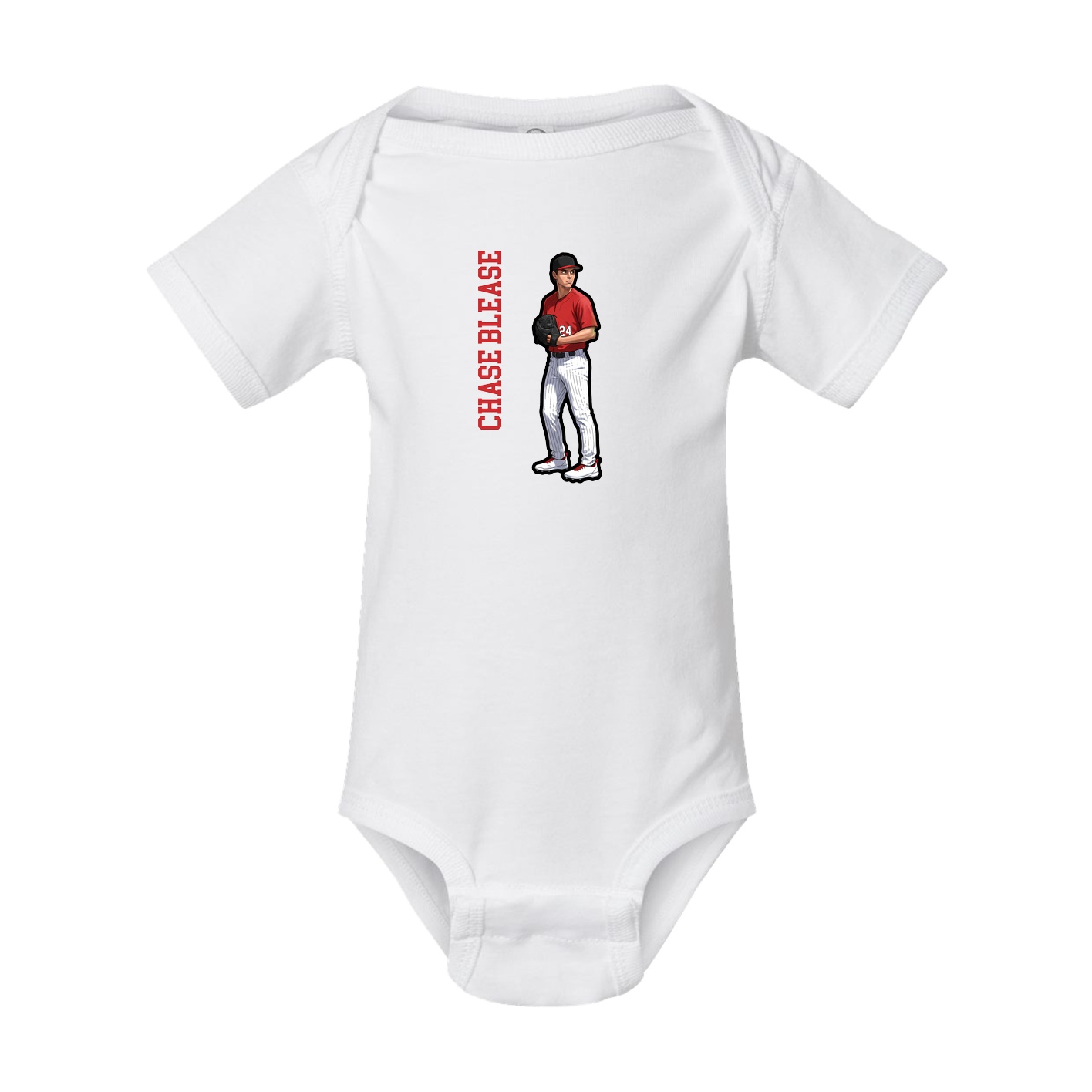 Baby Onesie — Name Vertical in White