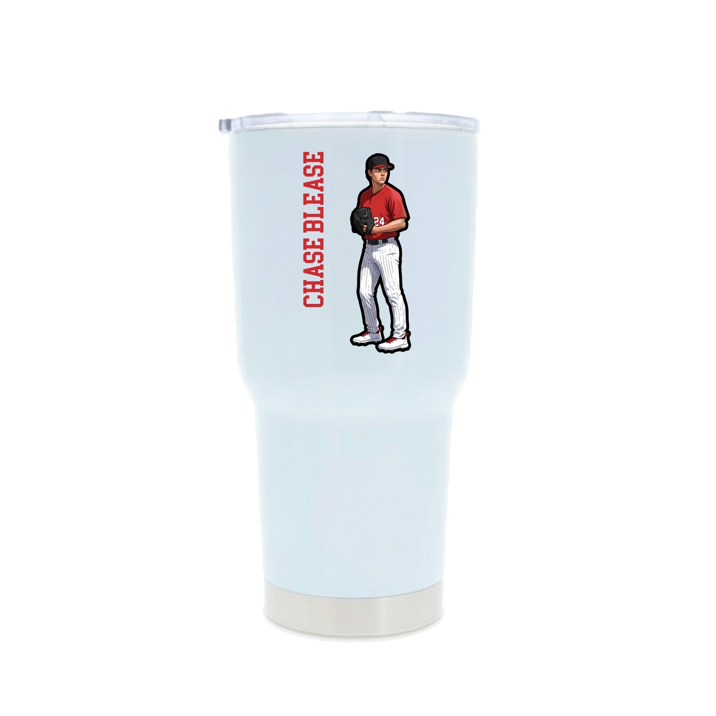 30oz Stainless Steel Tumbler — Name Vertical in White