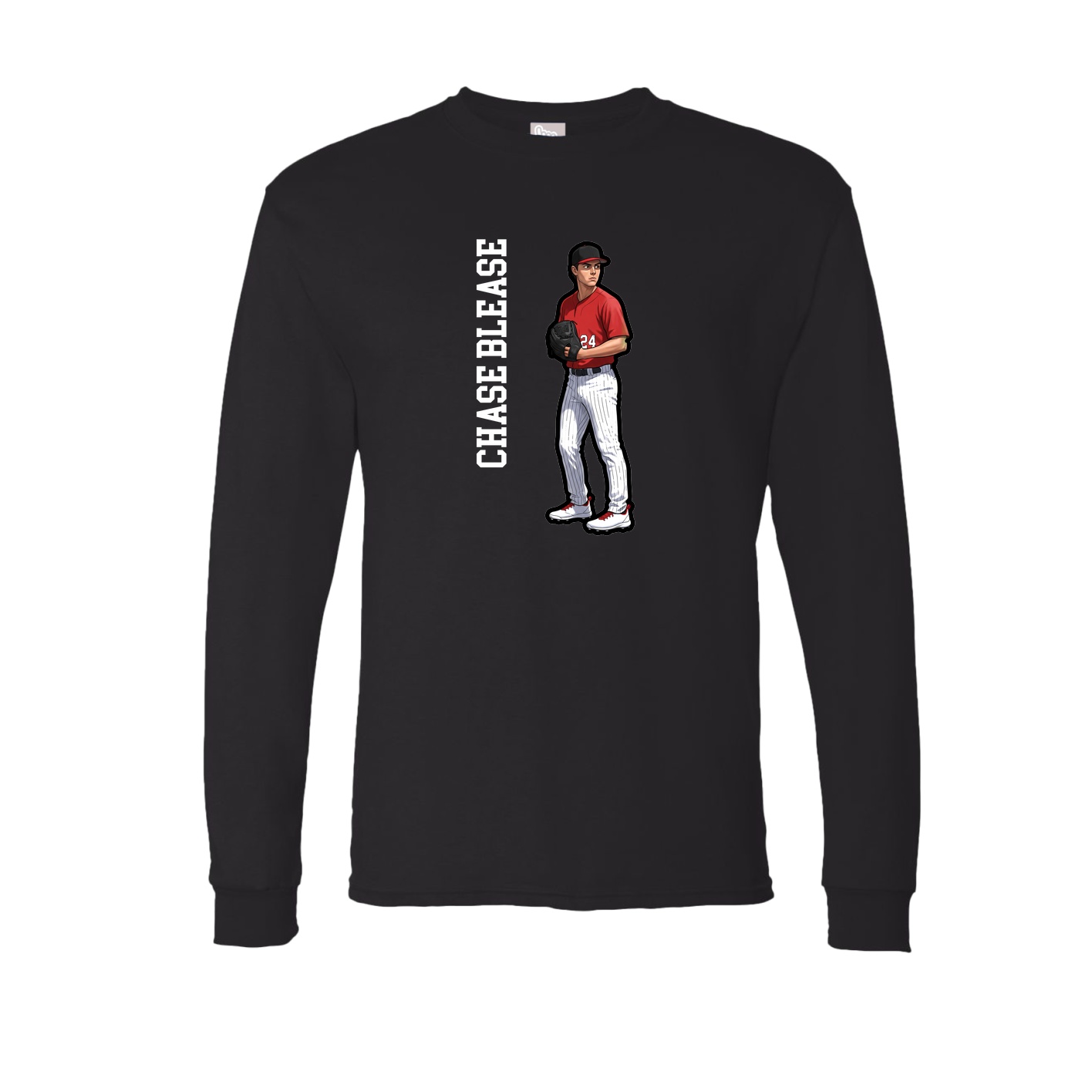 Long Sleeve Tee — Name Vertical in Black