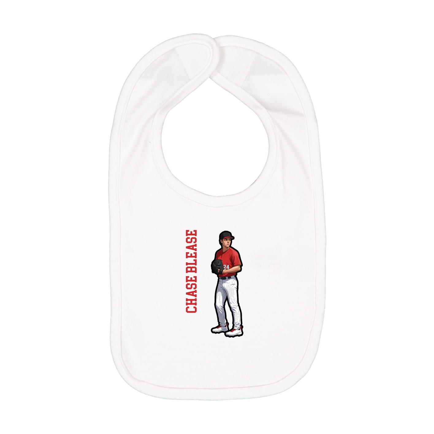 Infant Bib — Name Vertical in White