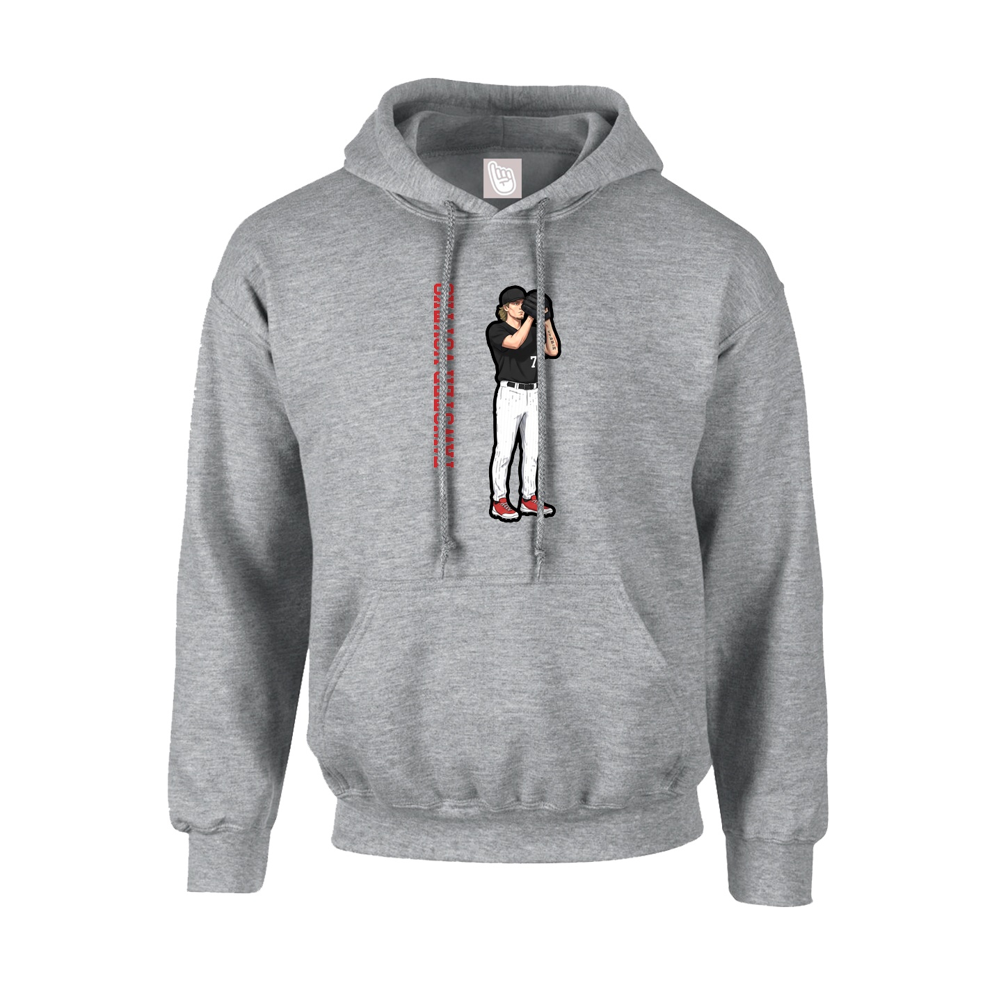 Youth Hoodie — Name Vertical in Grey