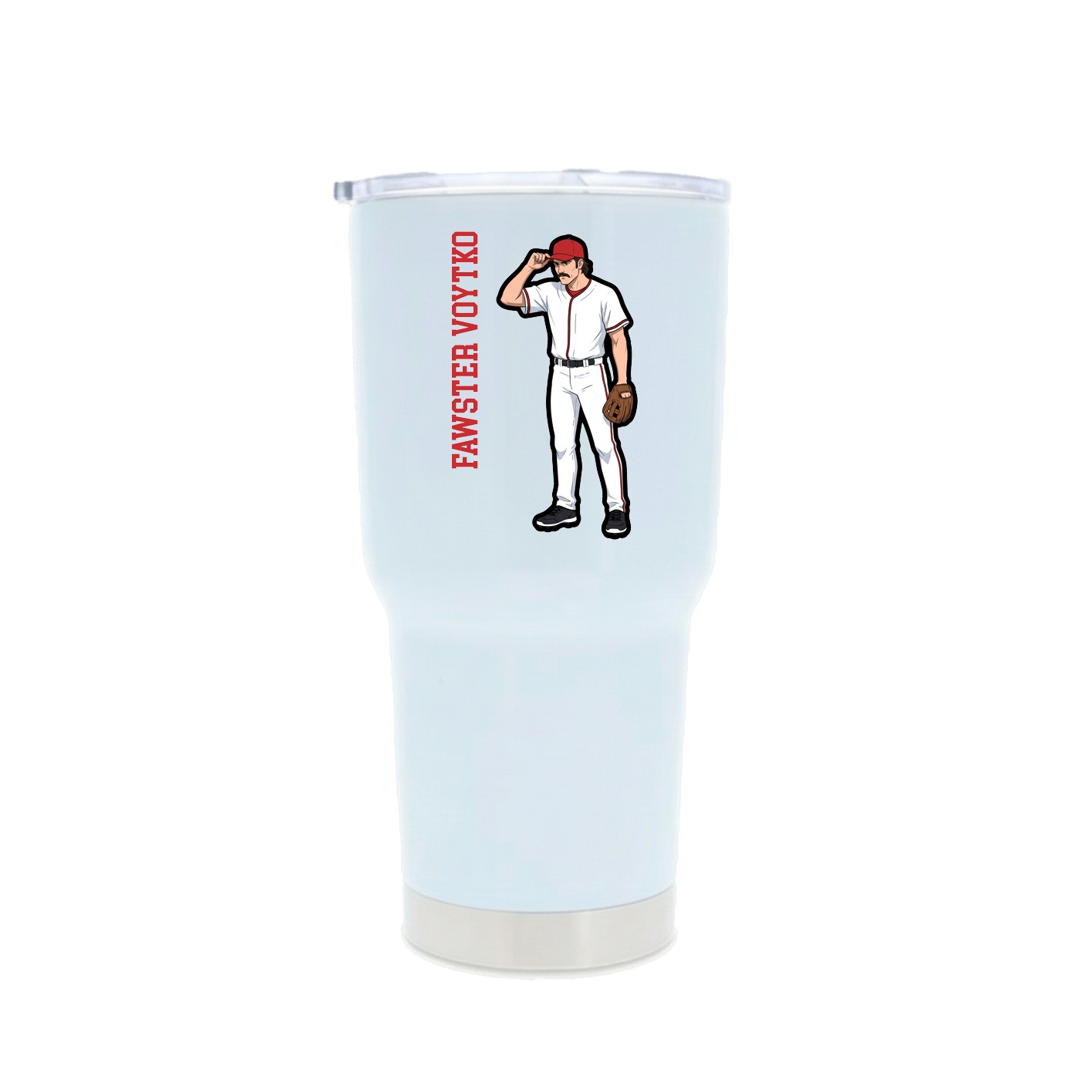 30oz Stainless Steel Tumbler — Name Vertical in White