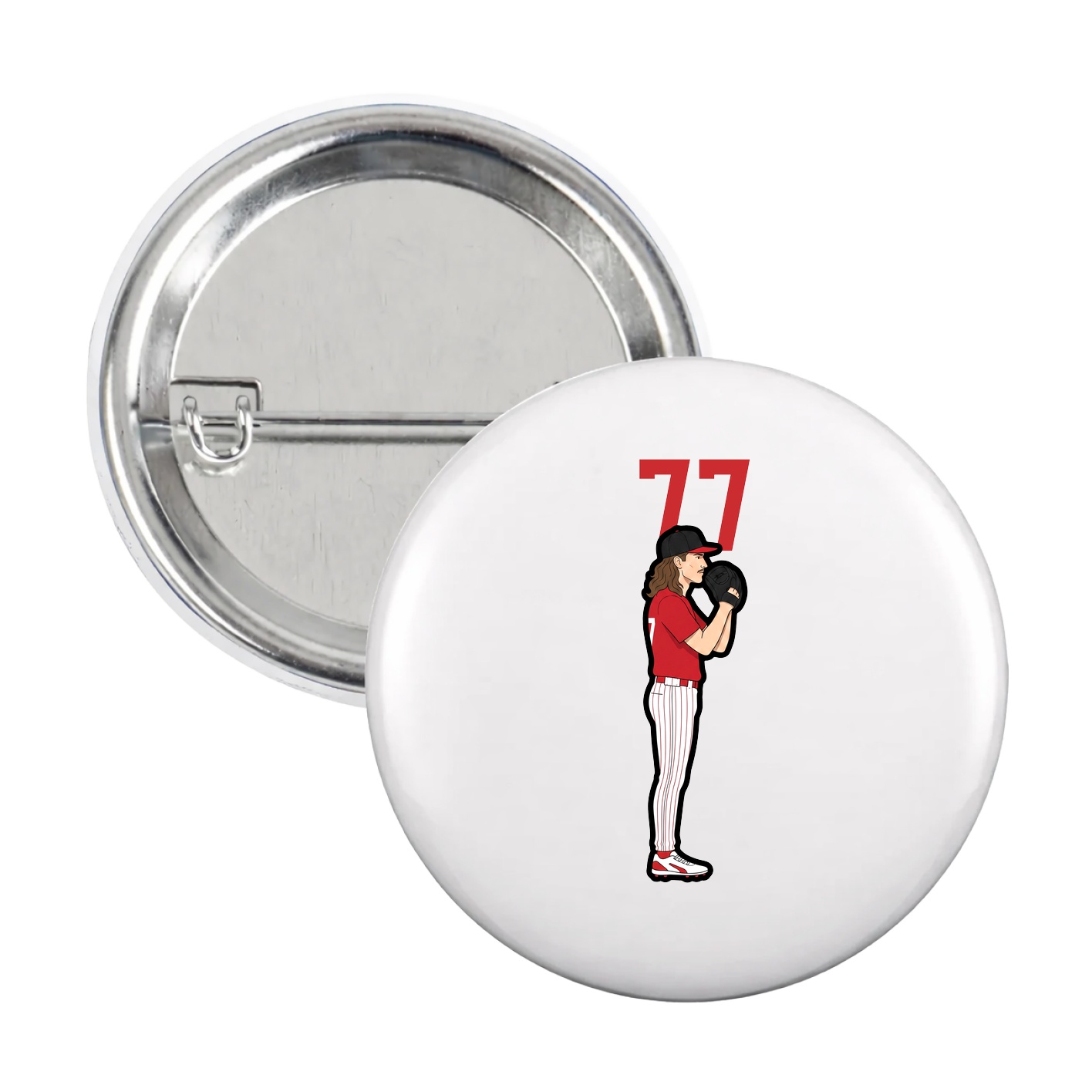 Game Day Button — Number Top in White