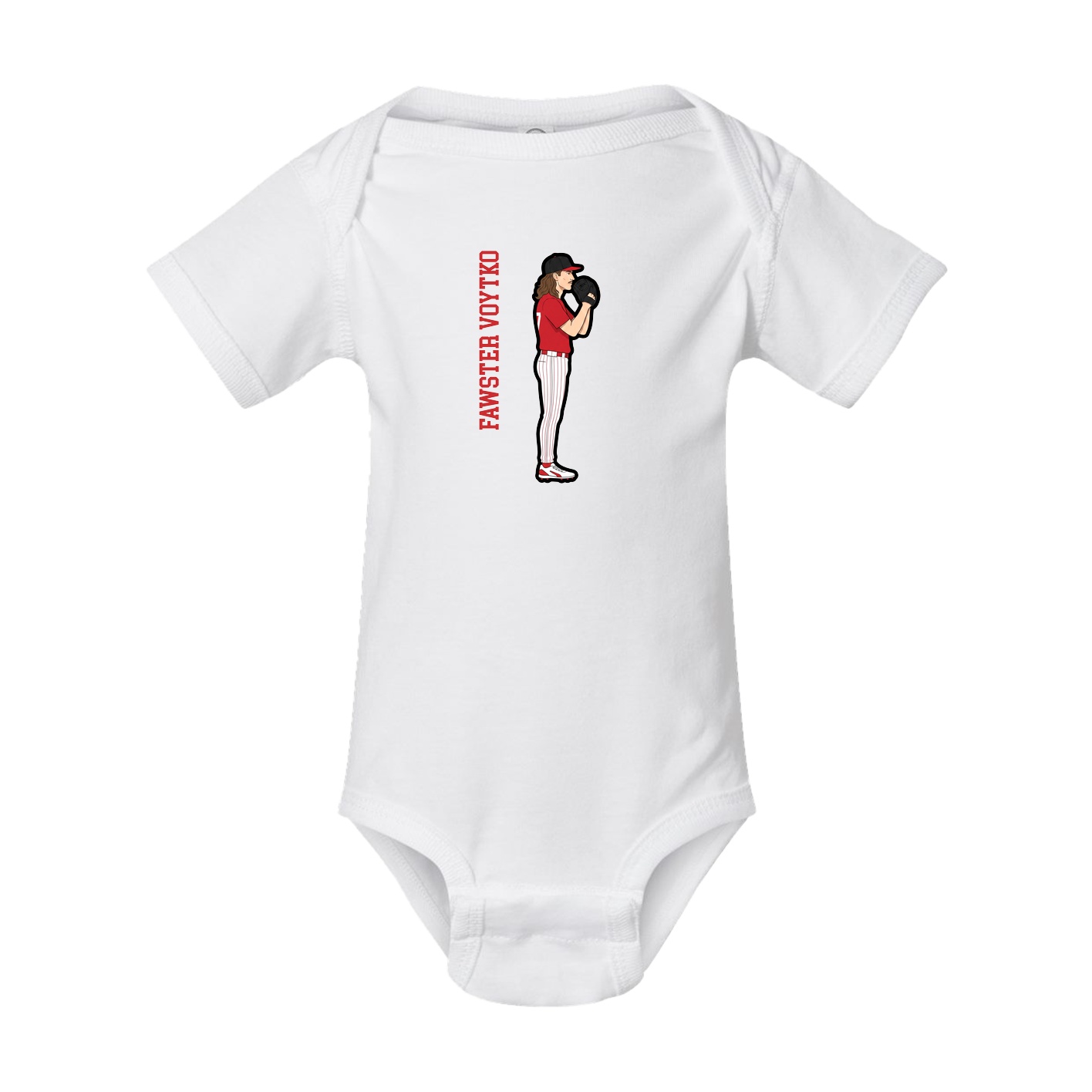 Baby Onesie — Name Vertical in White