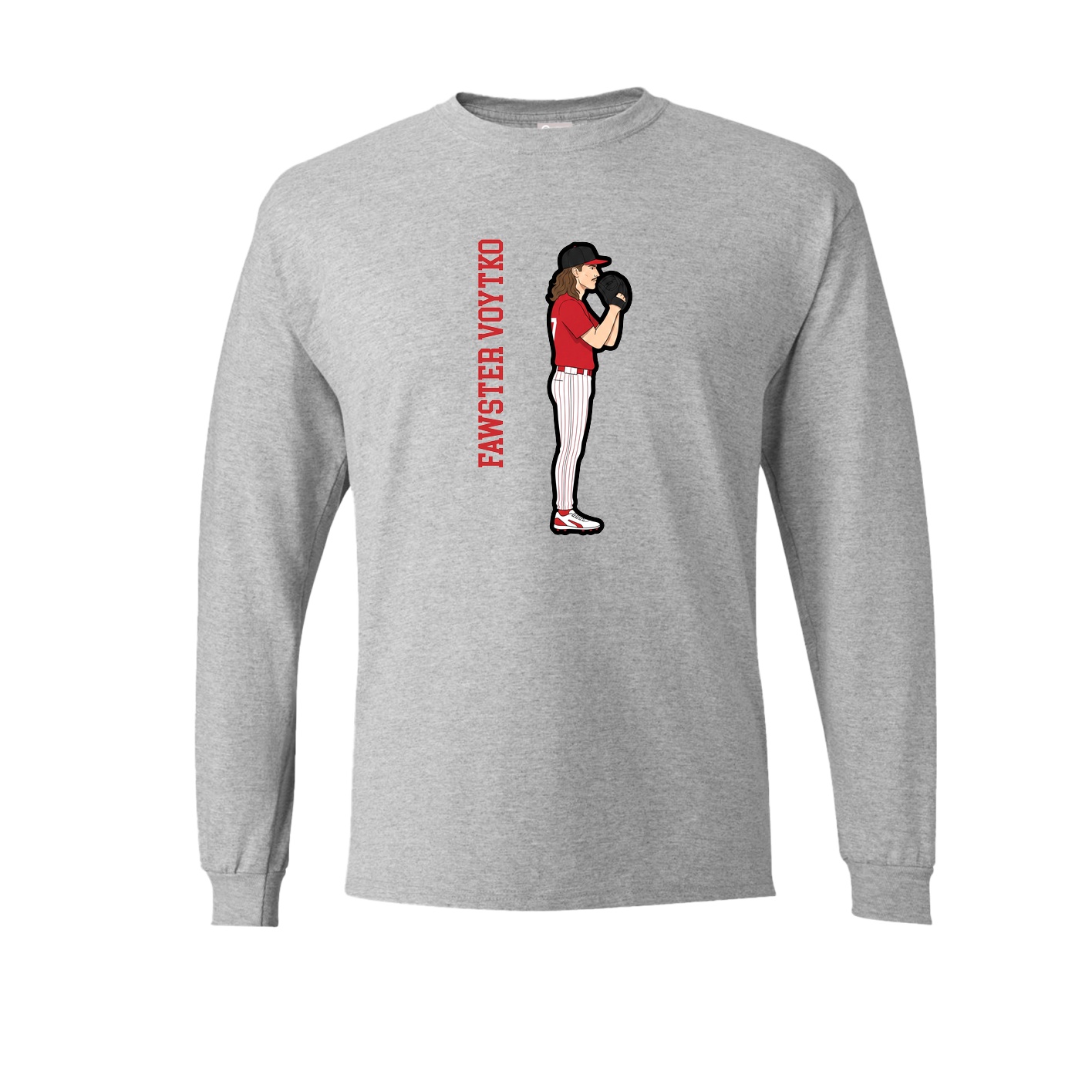 Long Sleeve Tee — Name Vertical in Grey