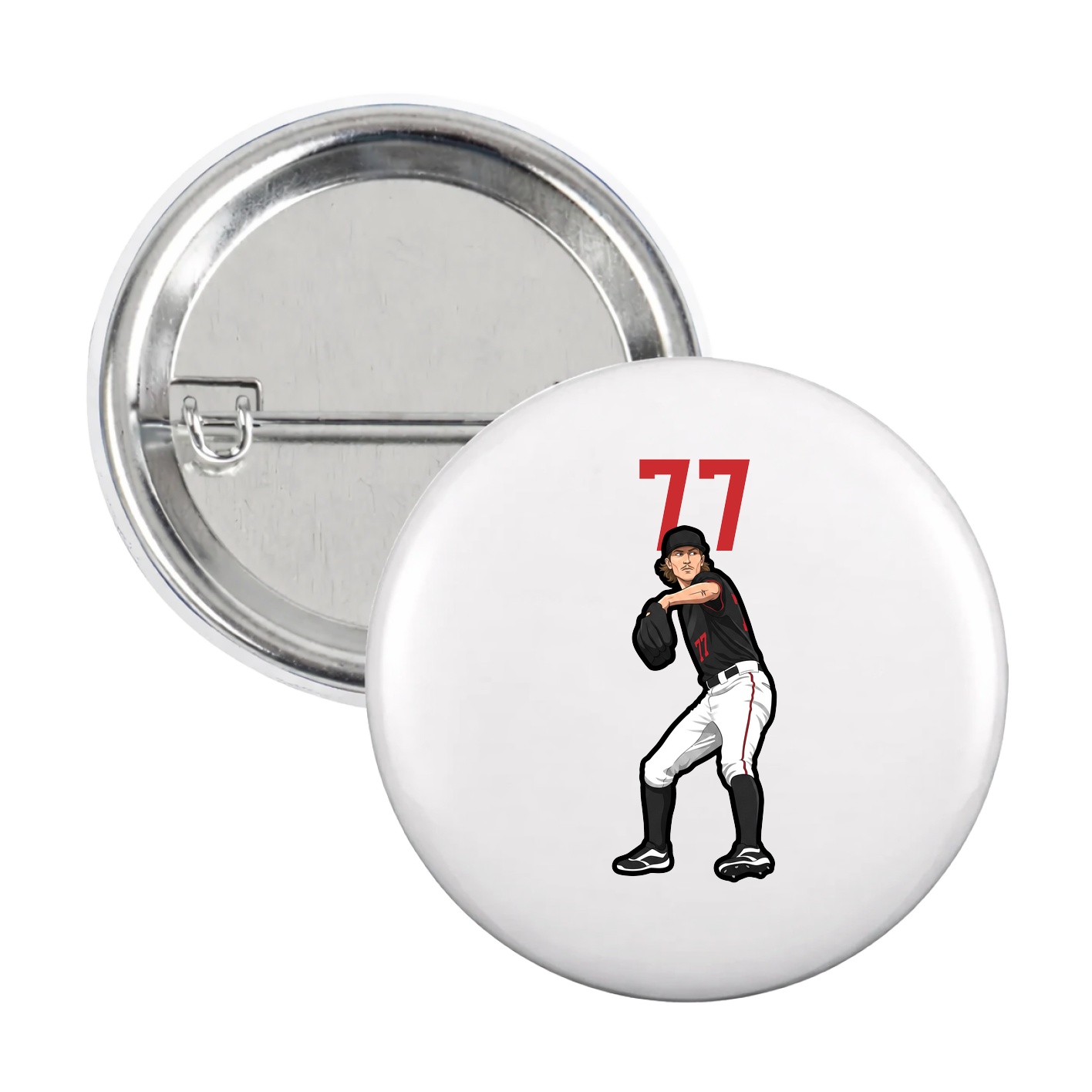 Game Day Button — Number Top in White