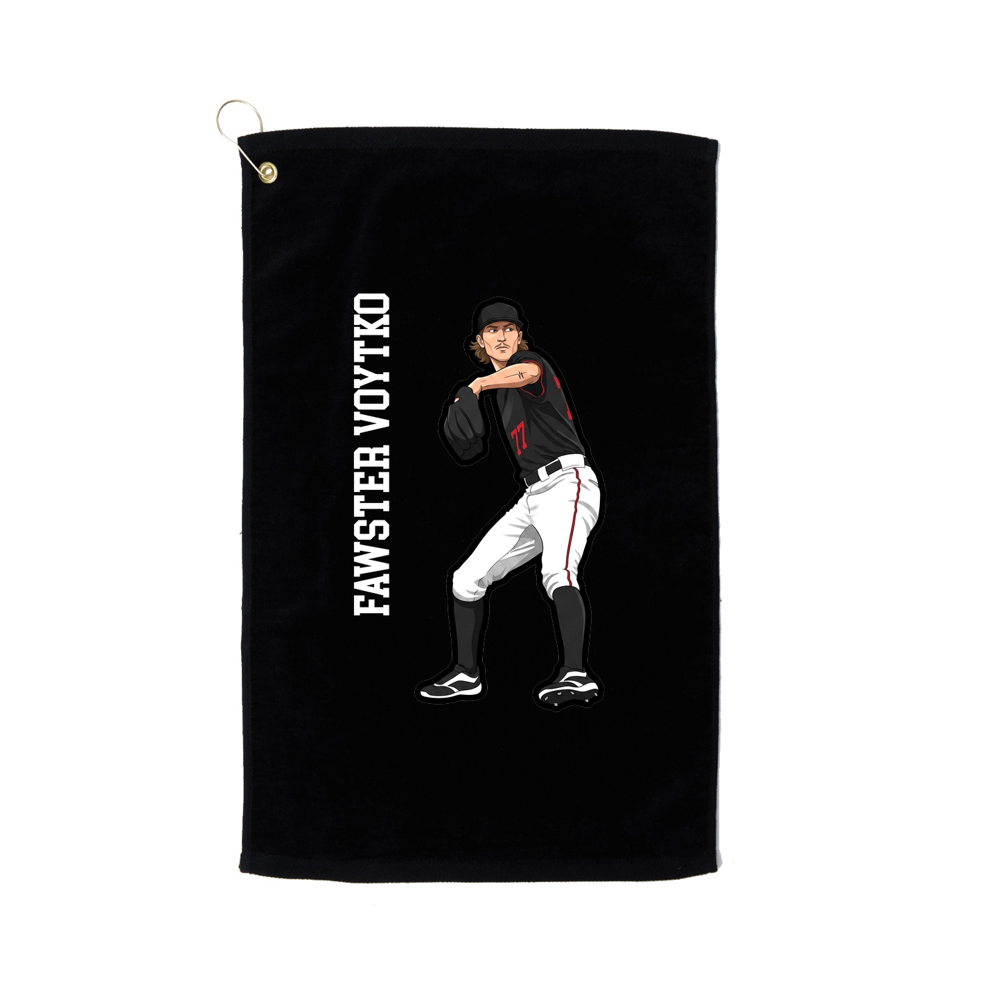 Golf Towel — Name Vertical in Black