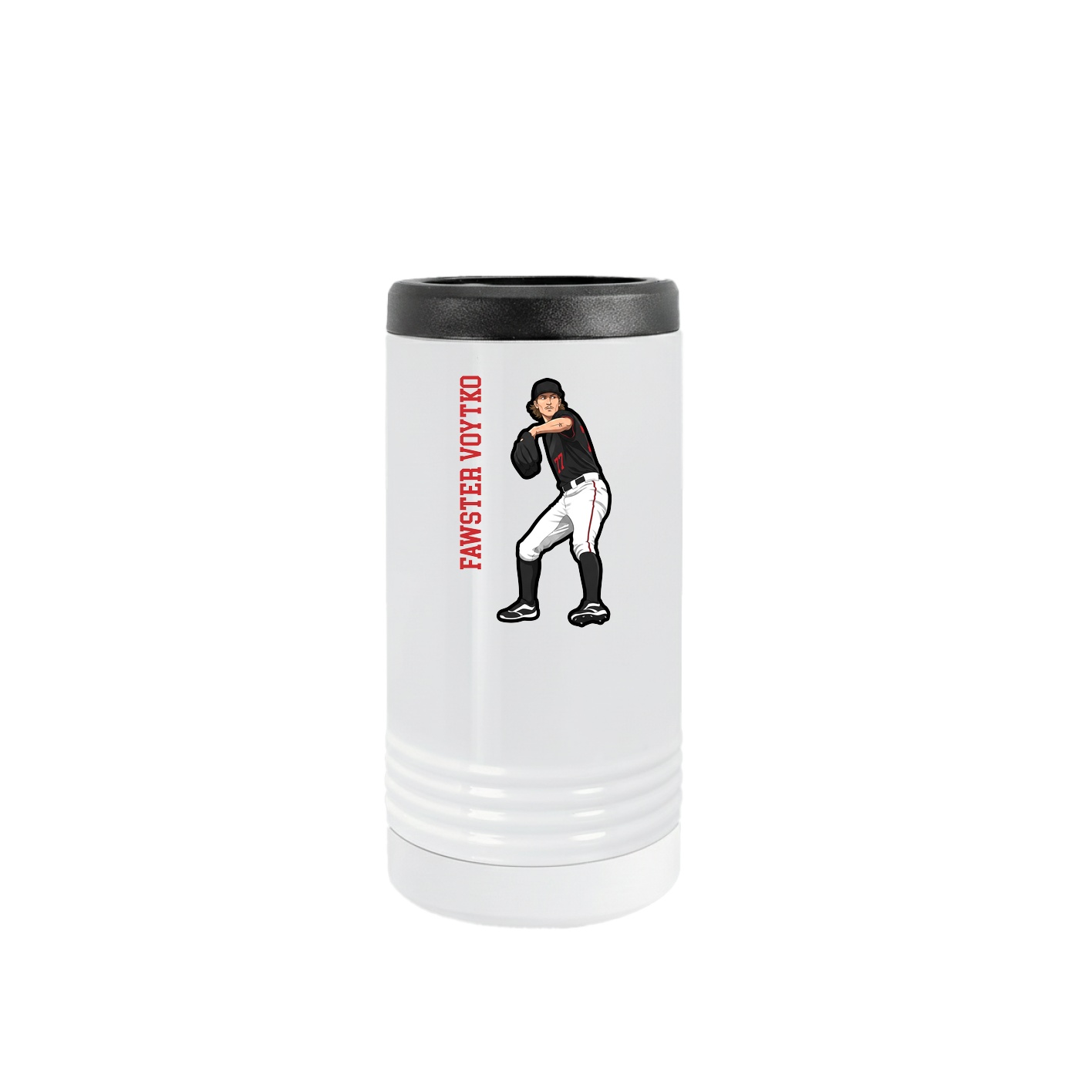Slim Beverage Holder — Name Vertical in White