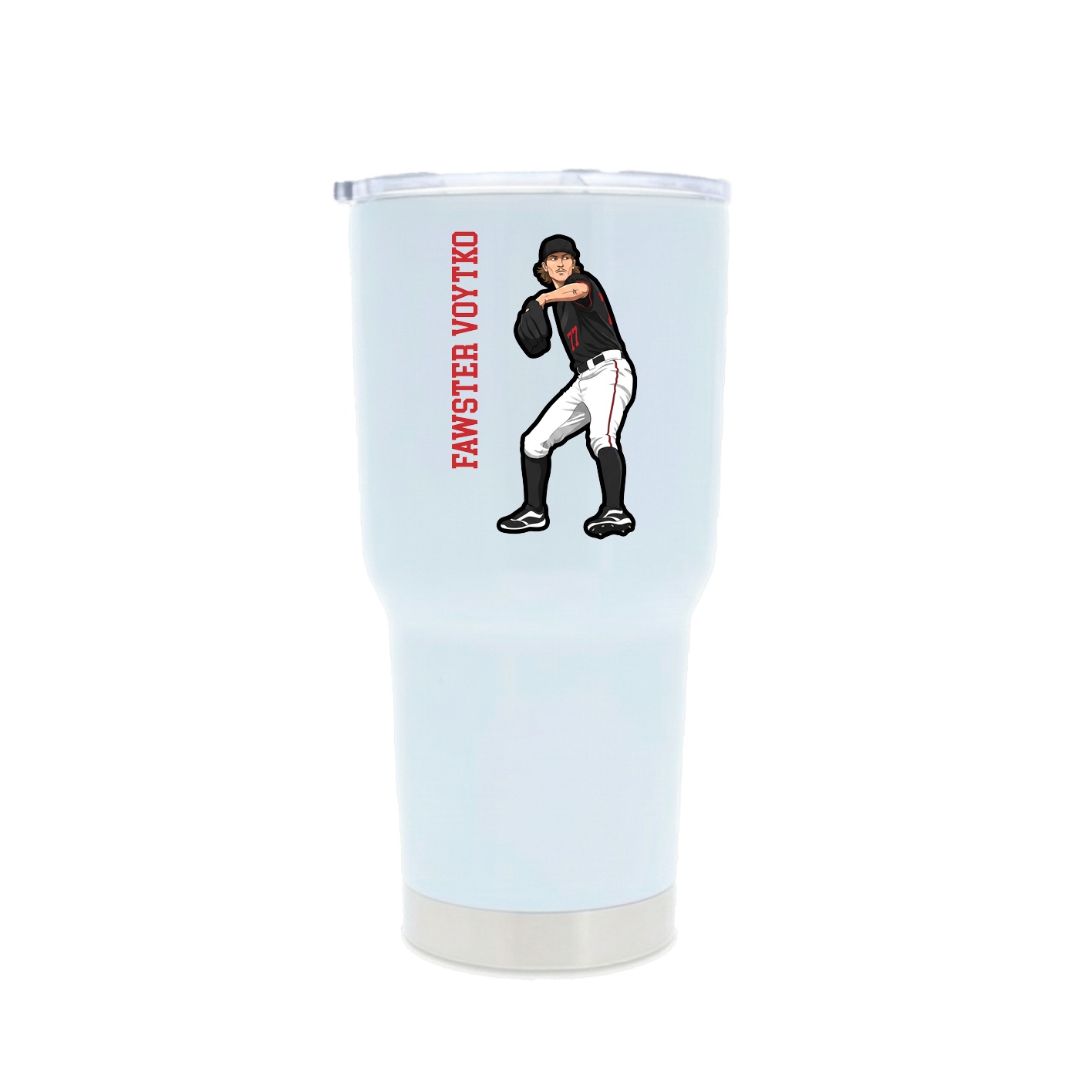 30oz Stainless Steel Tumbler — Name Vertical in White