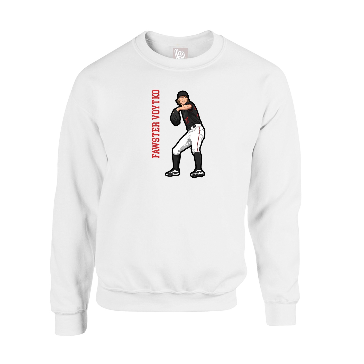 Fleece Crew — Name Vertical in White