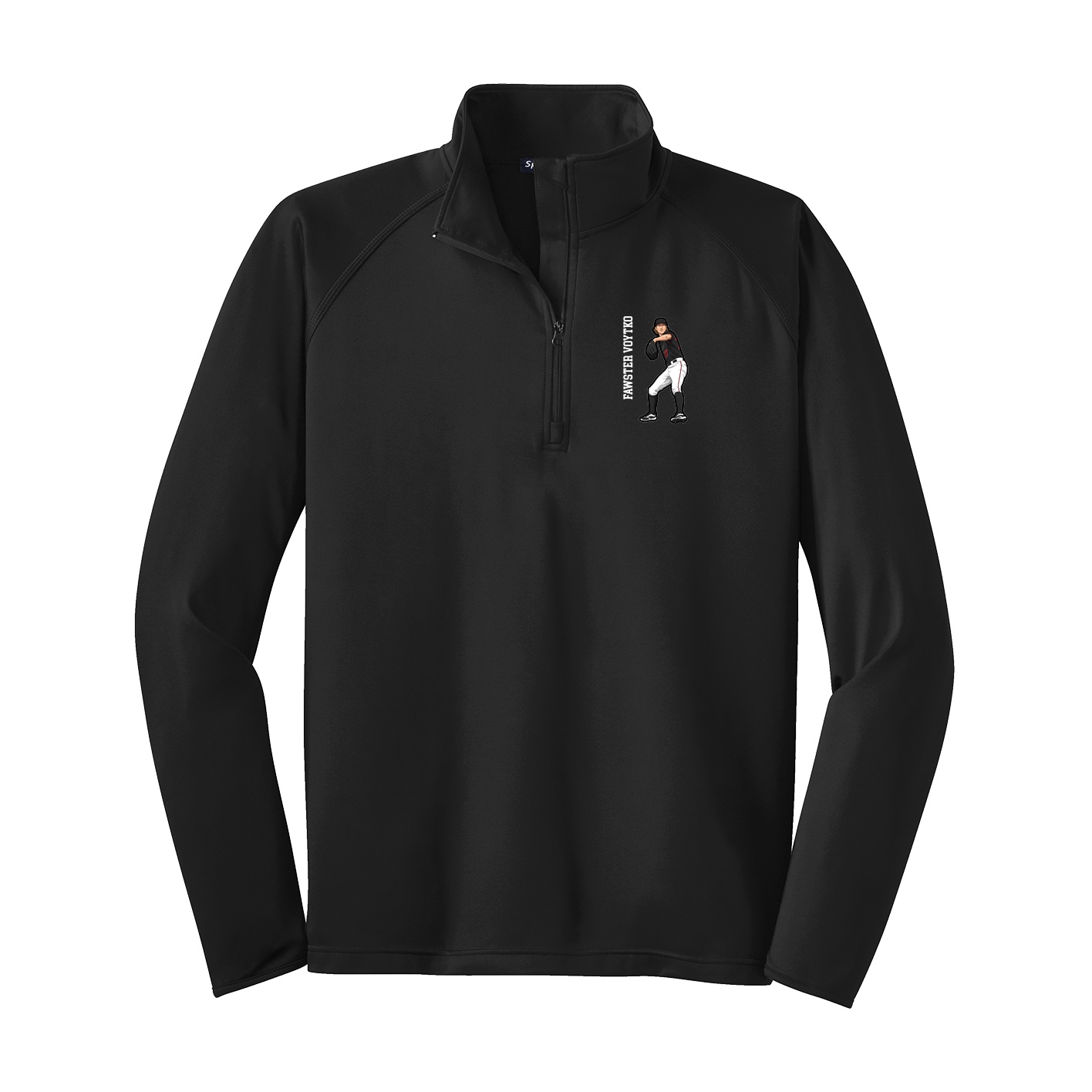 Q-Zip Pullover — Name Vertical in Black