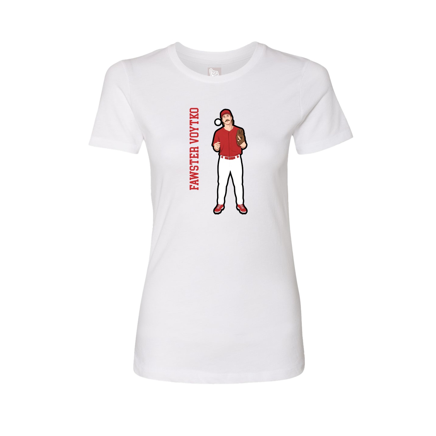 Womens Tee — Name Vertical in White