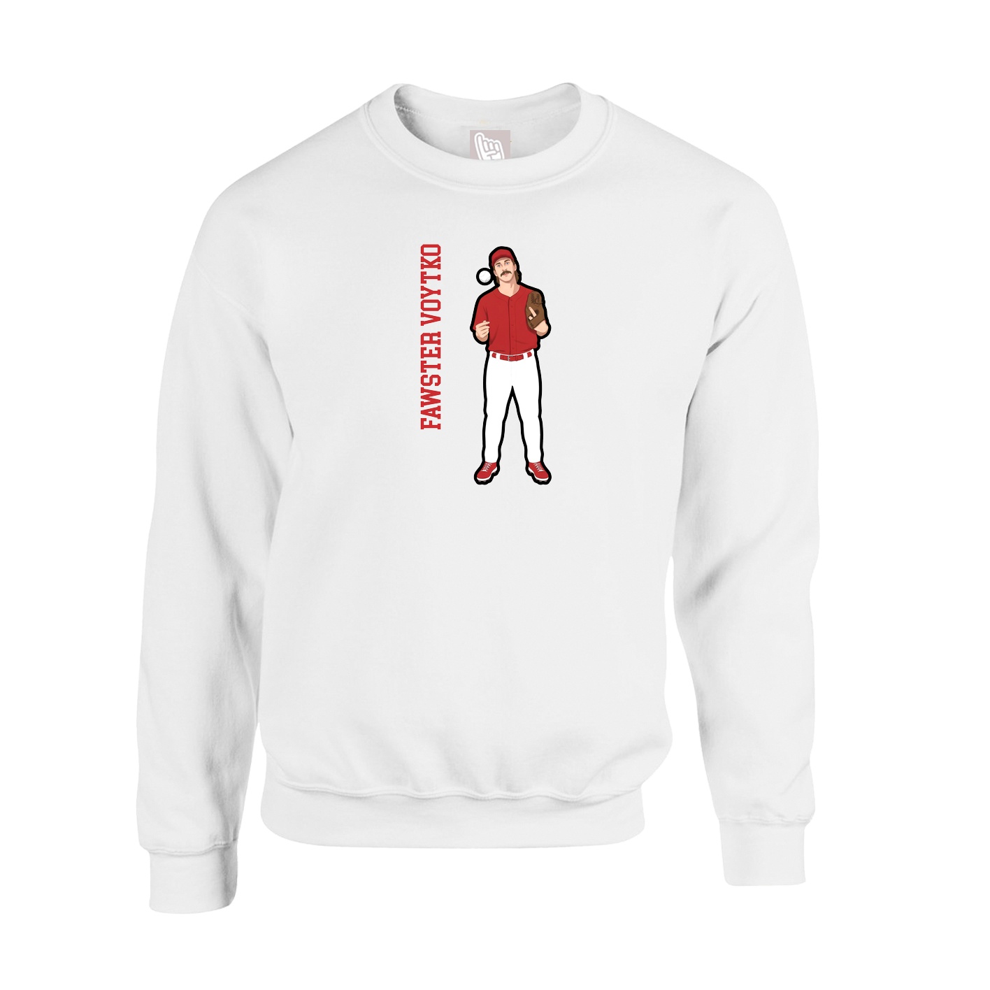 Fleece Crew — Name Vertical in White