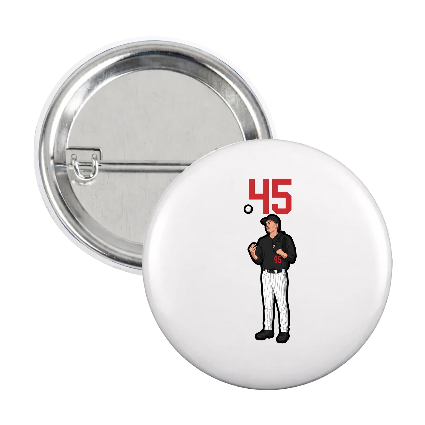 Game Day Button — Number Top in White