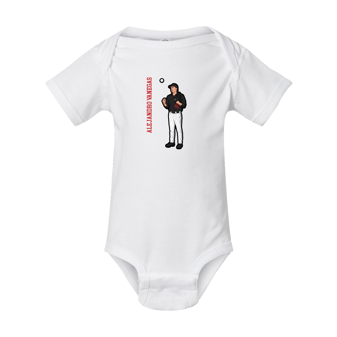 Baby Onesie — Name Vertical in White