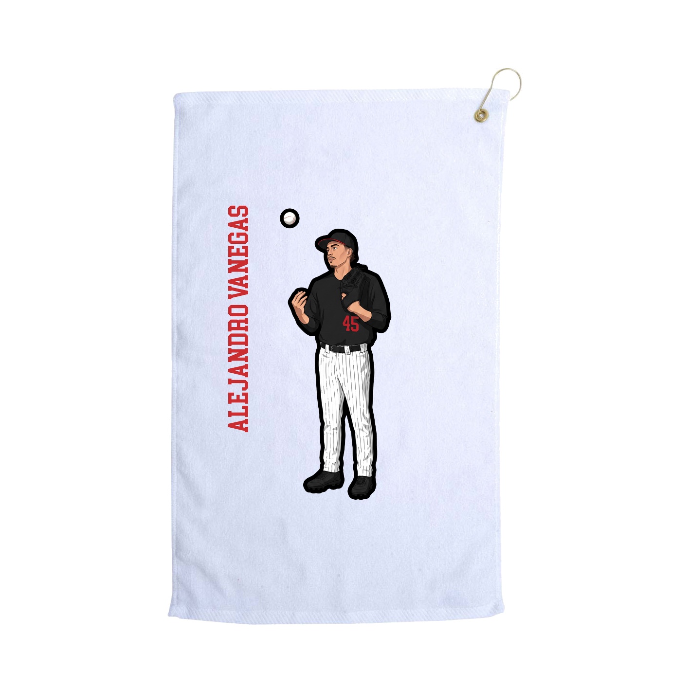 Golf Towel — Name Vertical in White