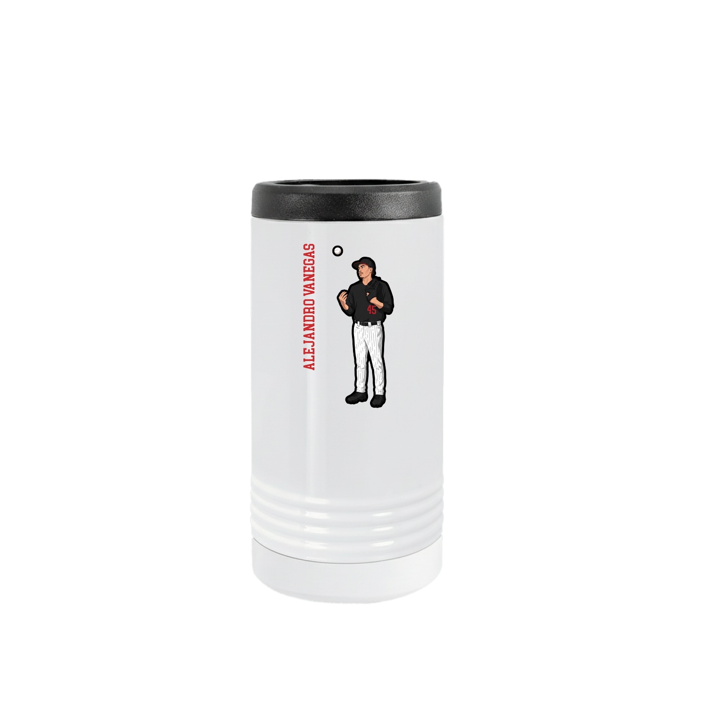 Slim Beverage Holder — Name Vertical in White