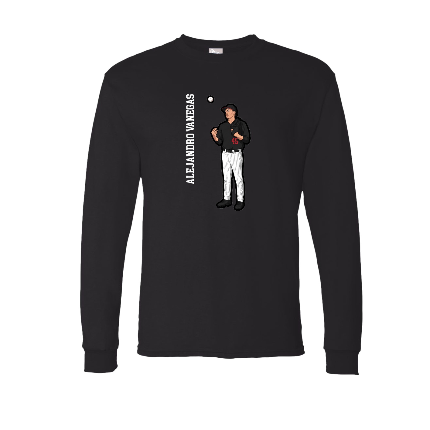 Long Sleeve Tee — Name Vertical in Black