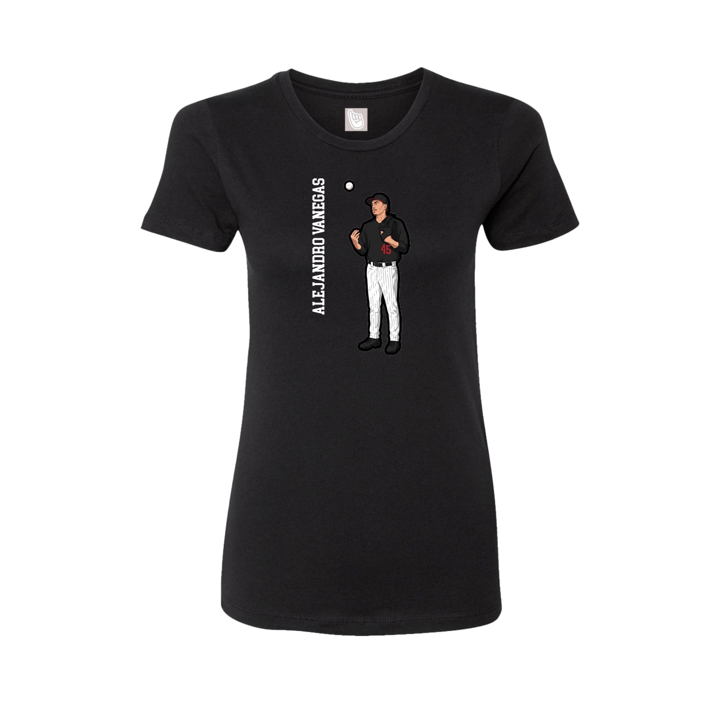 Womens Tee — Name Vertical in Black