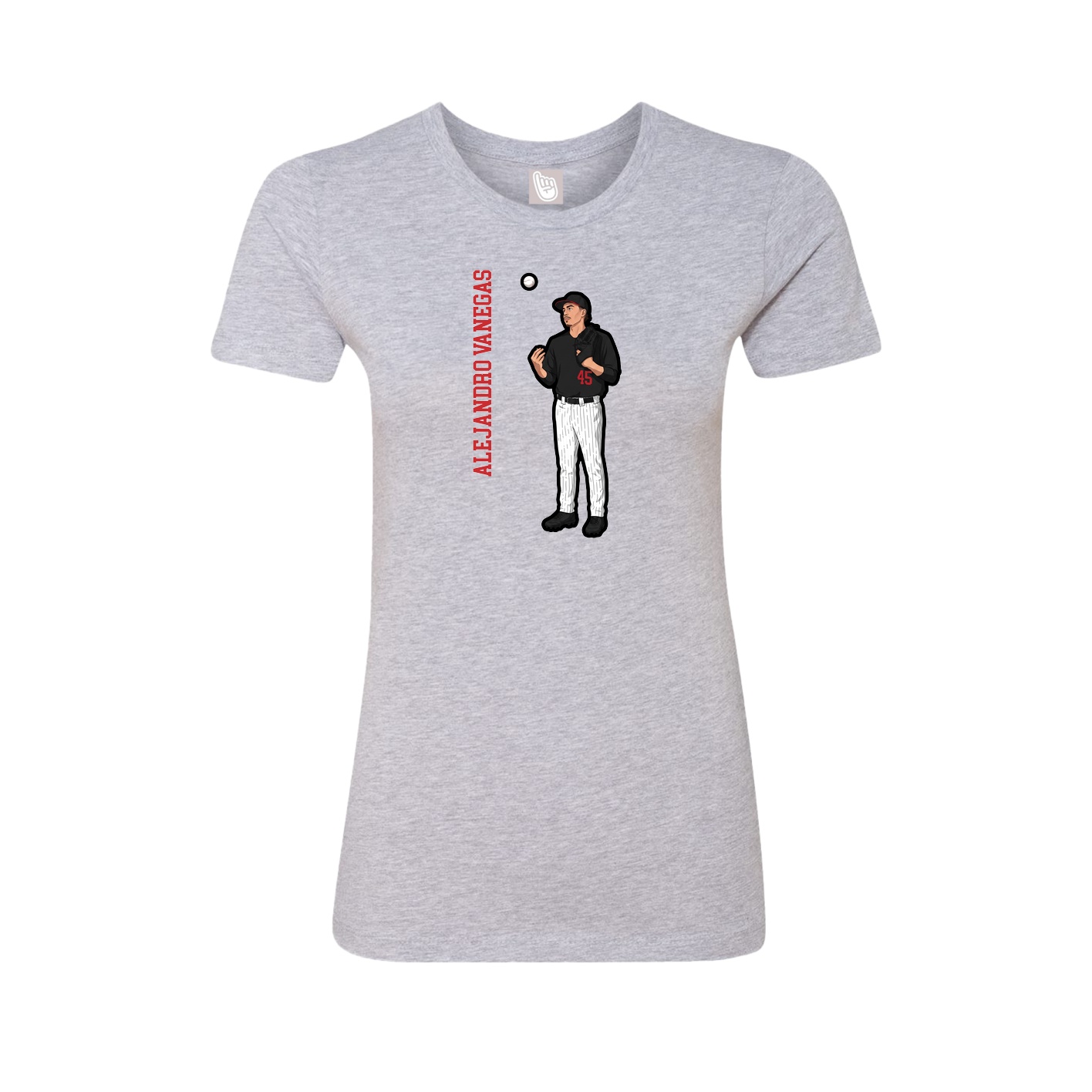 Fitted Women's Tee — Name Vertical in Grey