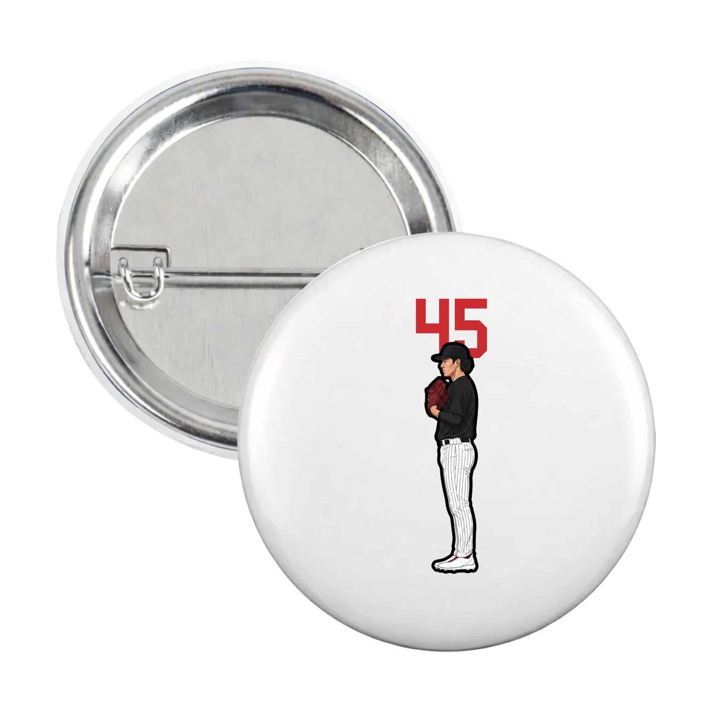 Game Day Button — Number Top in White