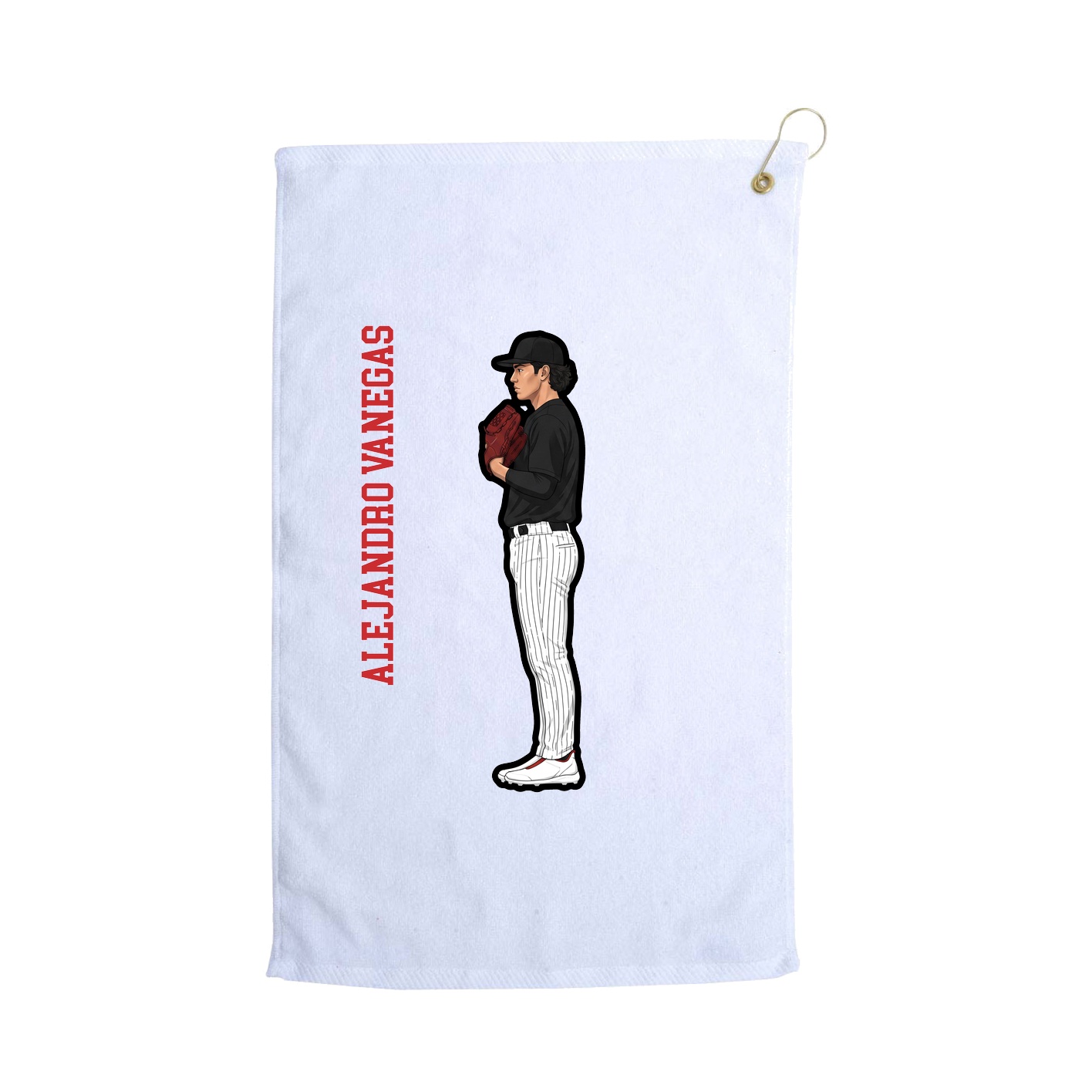 Golf Towel — Name Vertical in White