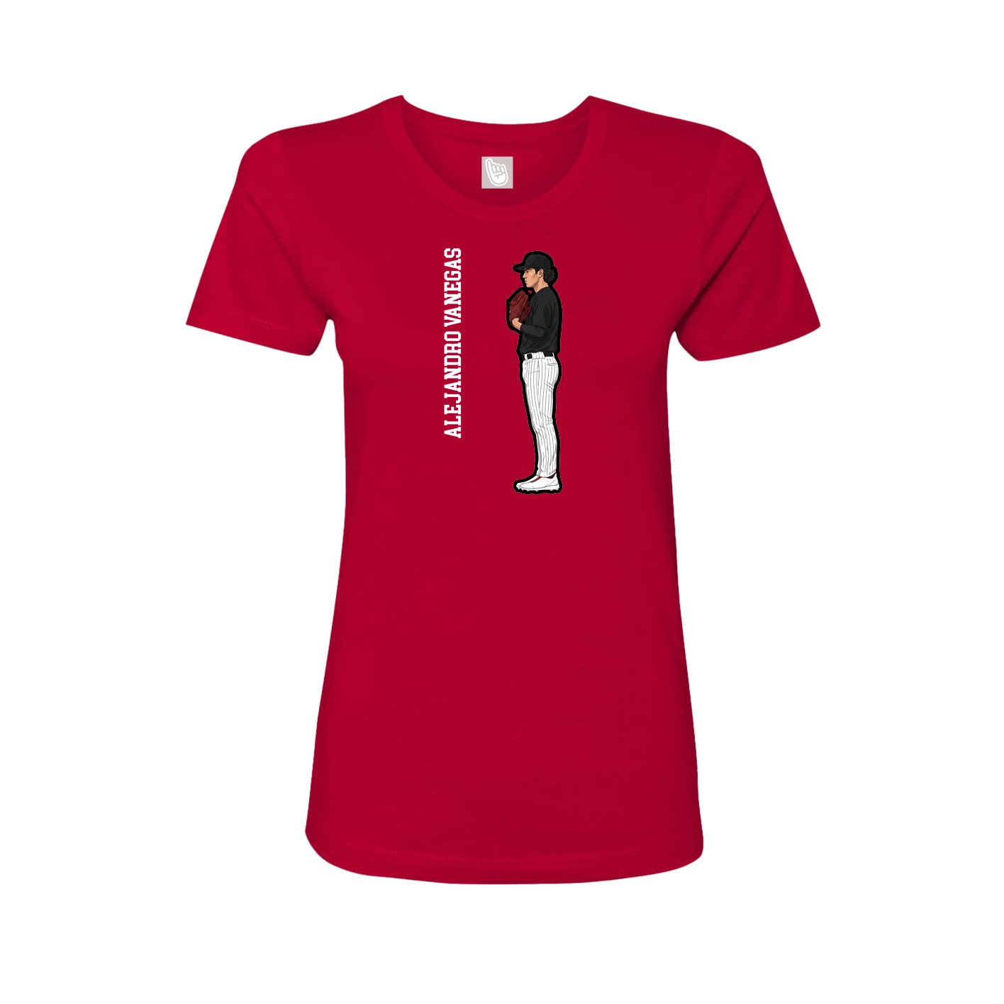 Fitted Women's Tee — Name Vertical in Red