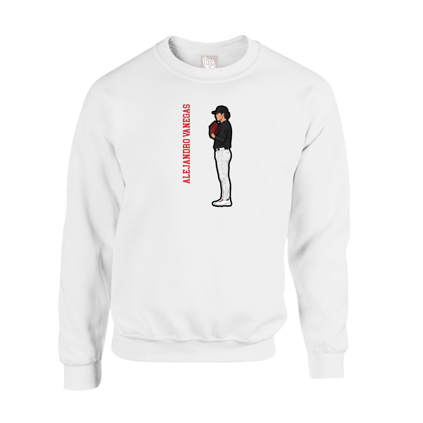 Fleece Crew — Name Vertical in White
